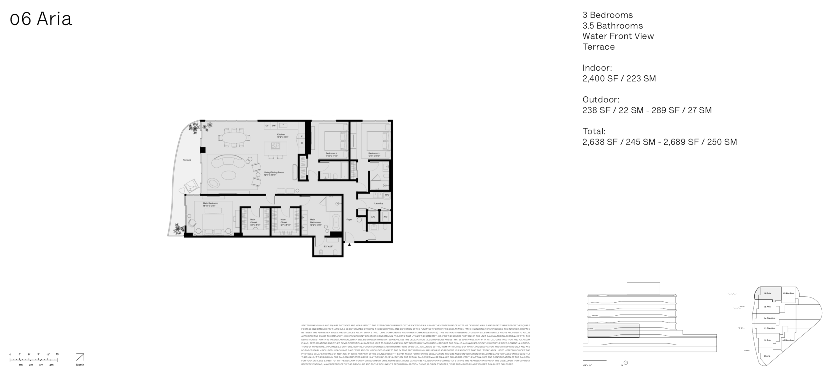 Onda Residences | Aria 06 Line |  Floor 3-4 | 3 Be | 3.5 Ba | Waterviews | 2,400 SF 