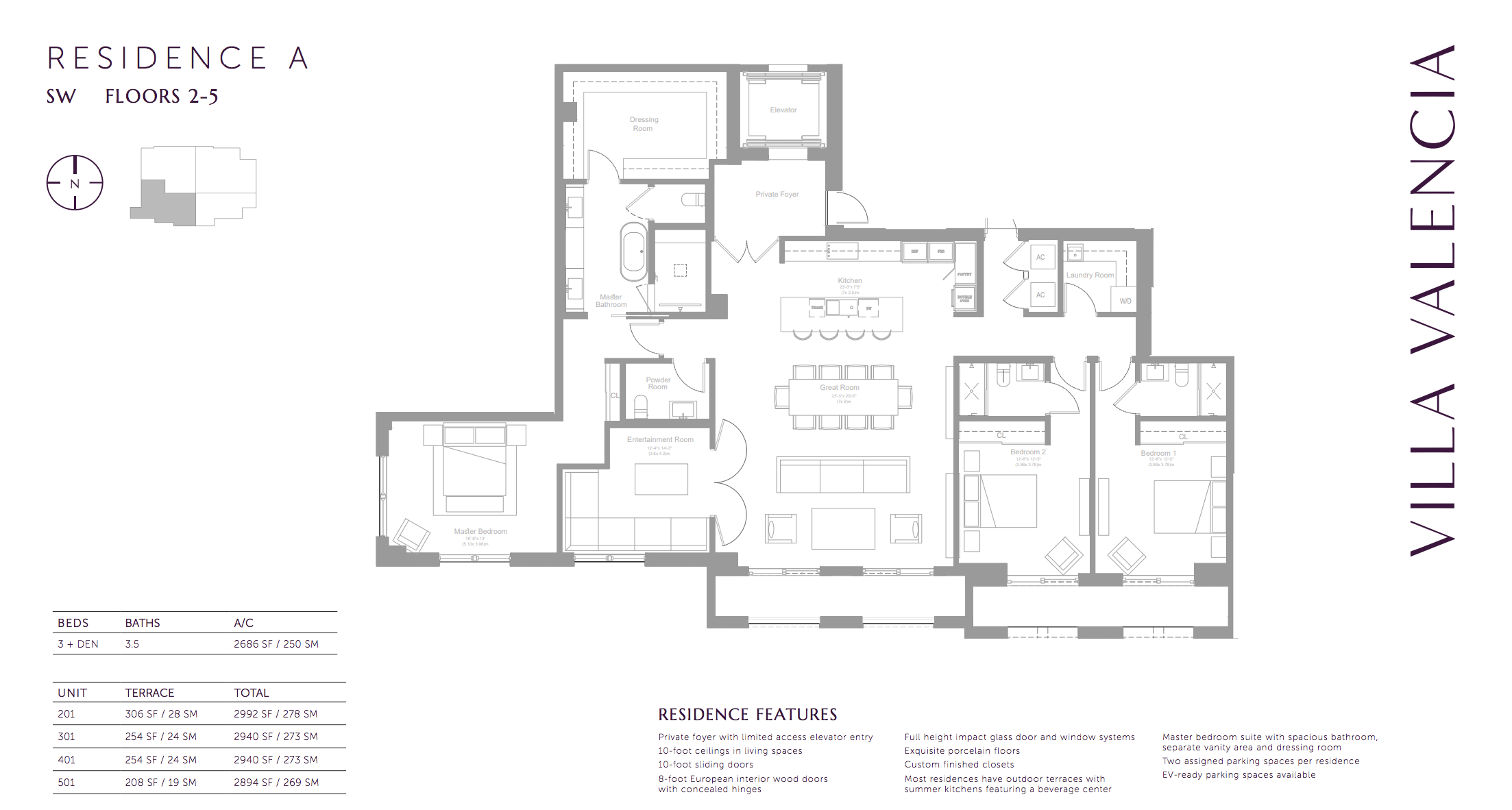 Villa Valencia Residence A | Floor 2-5 | 3 Bedrooms + Den