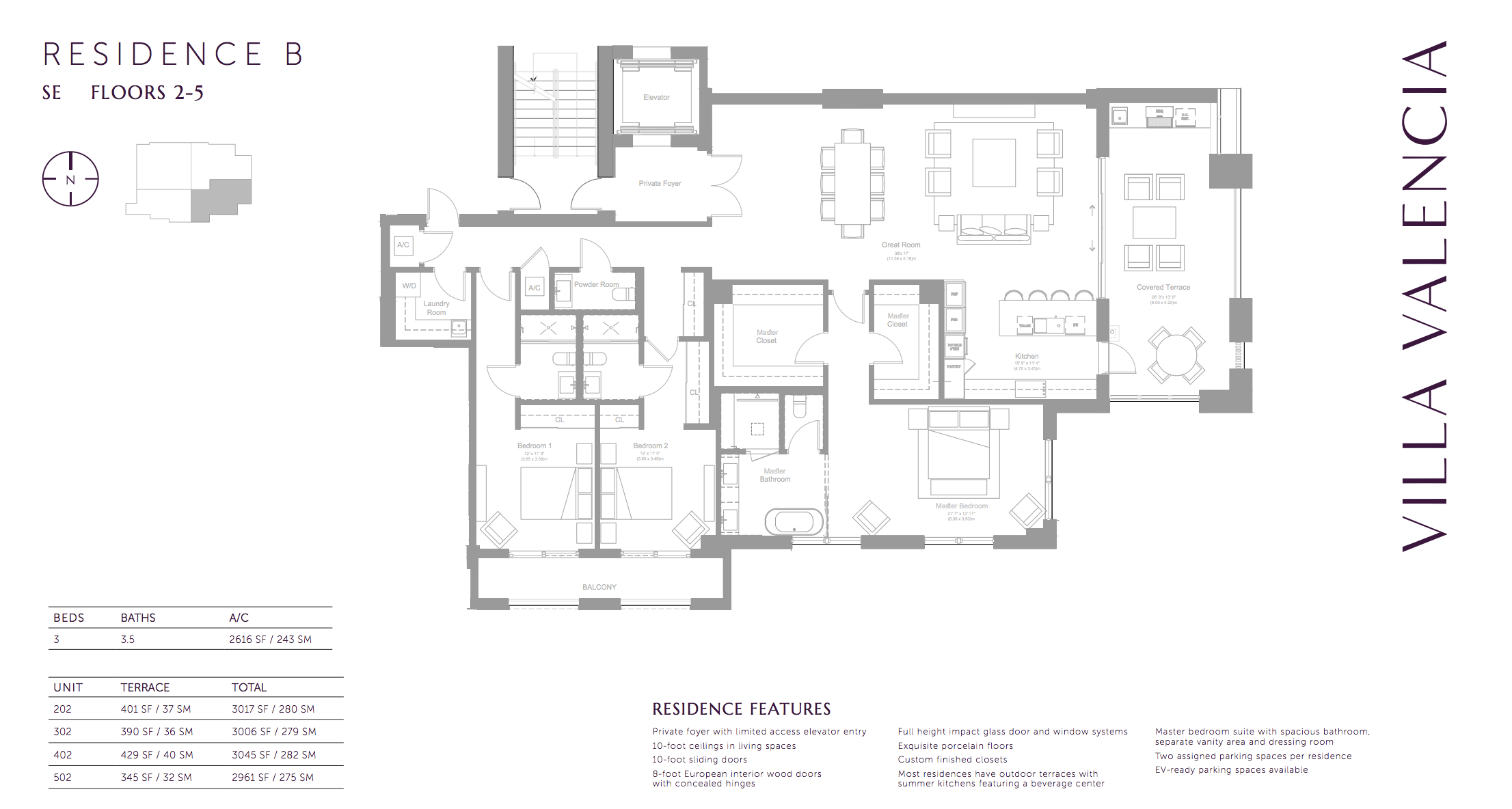 Villa Valencia Residence B | Floor 2-5 | 3 Bedrooms