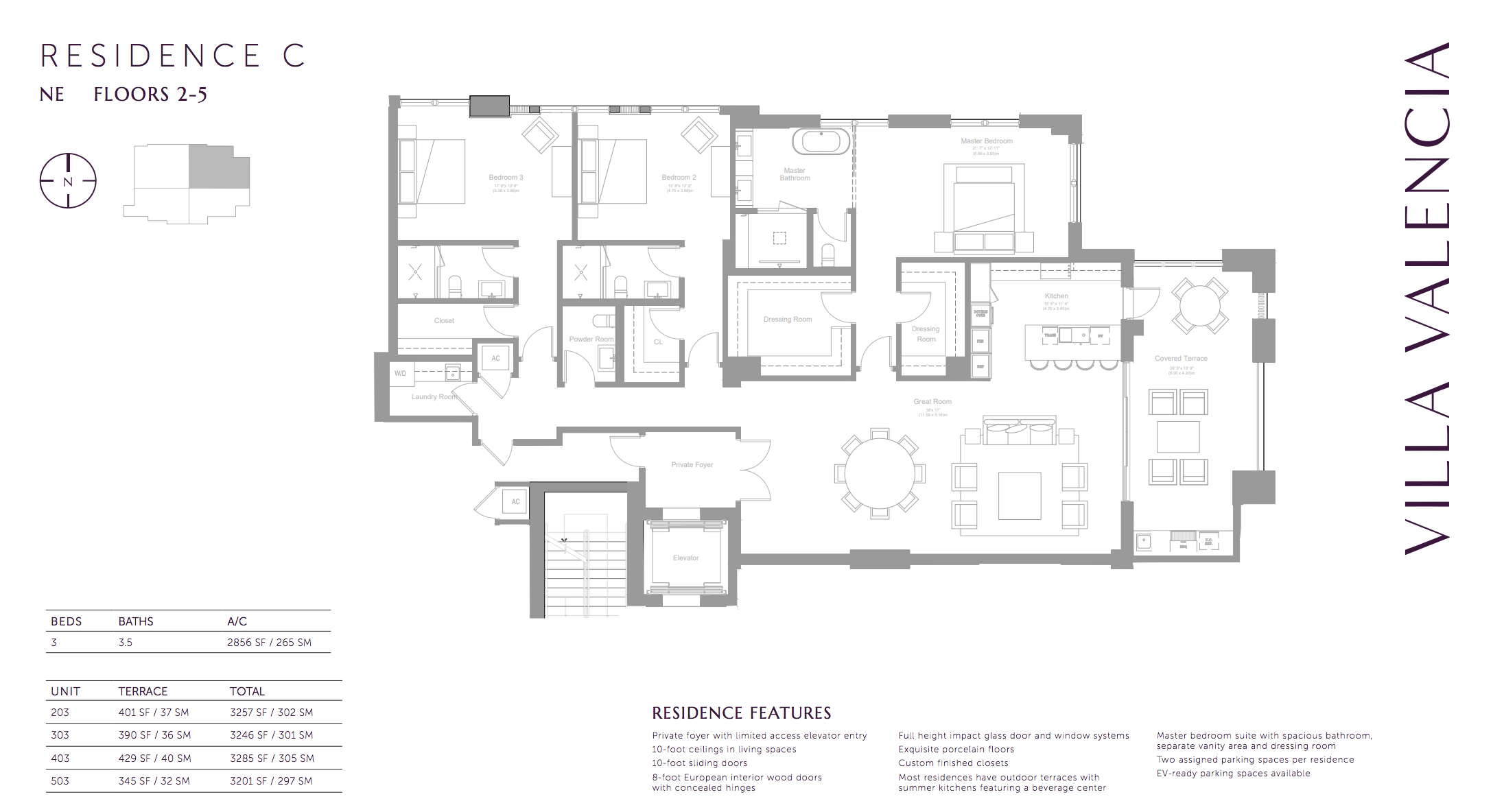 Villa Valencia Residence C | Floor 2-5 | 3 Bedrooms