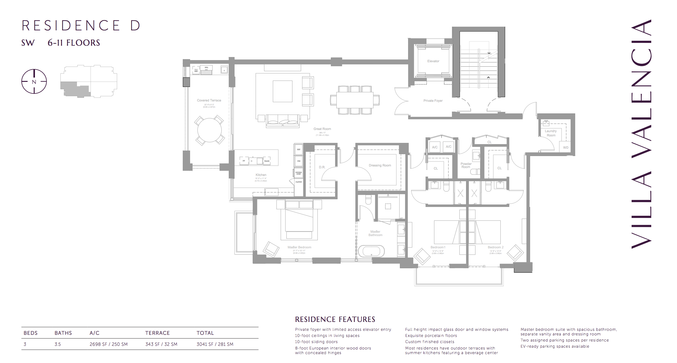 Villa Valencia Residence D | Floor 6-11 | 3 Bedrooms