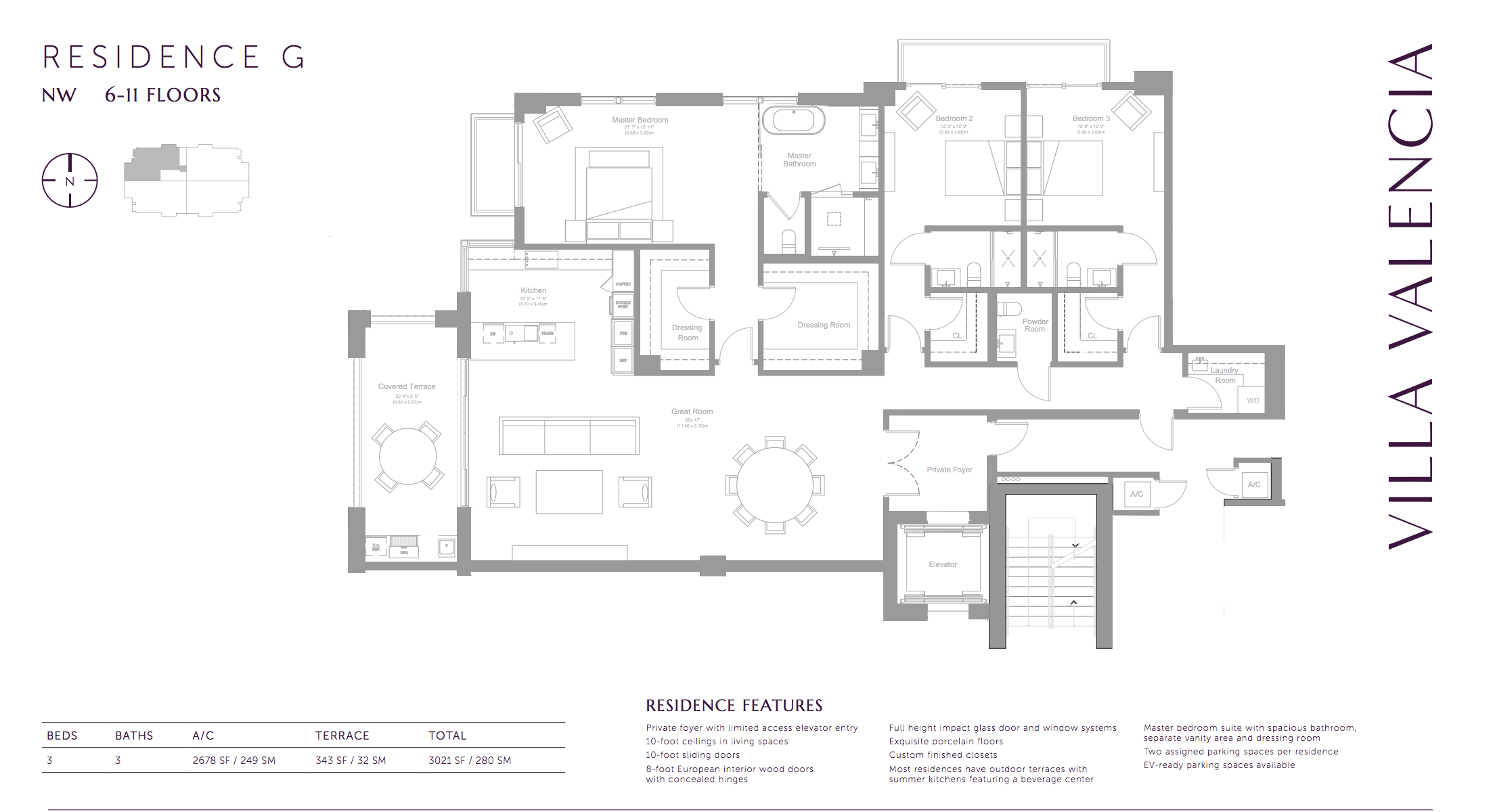 Villa Valencia Residence G | Floor 6-11 | 3 Bedrooms