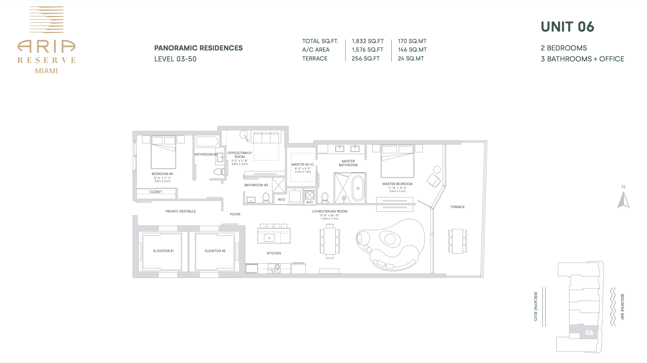 Aria Reserve Line 06 | 2 Bedrooms + office | 3 Bathrooms 