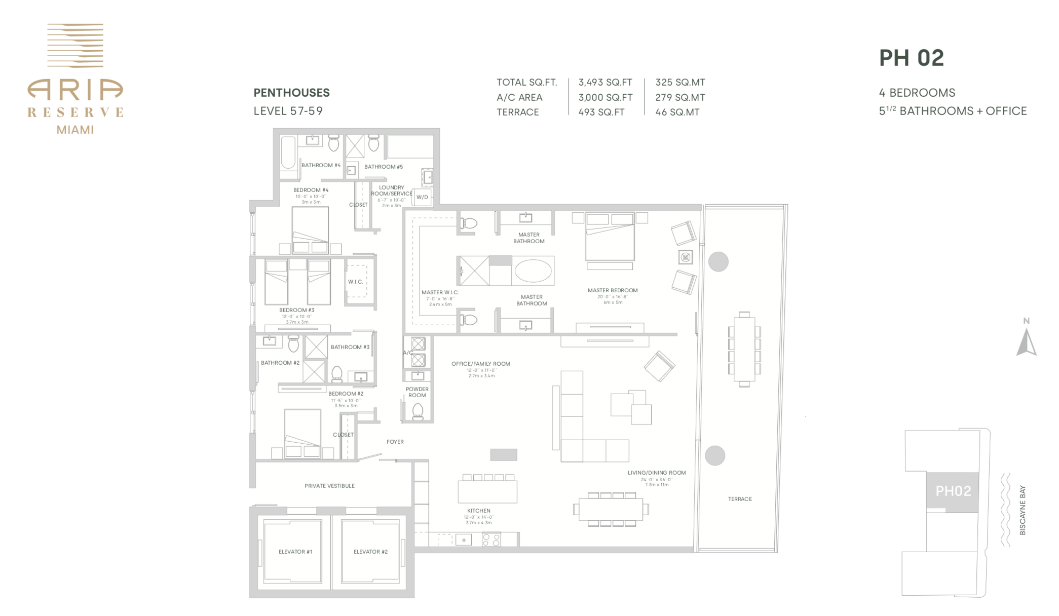 Aria Reserve Penthouse 02| 4 bedrooms + Office | 5.5 Bathrooms