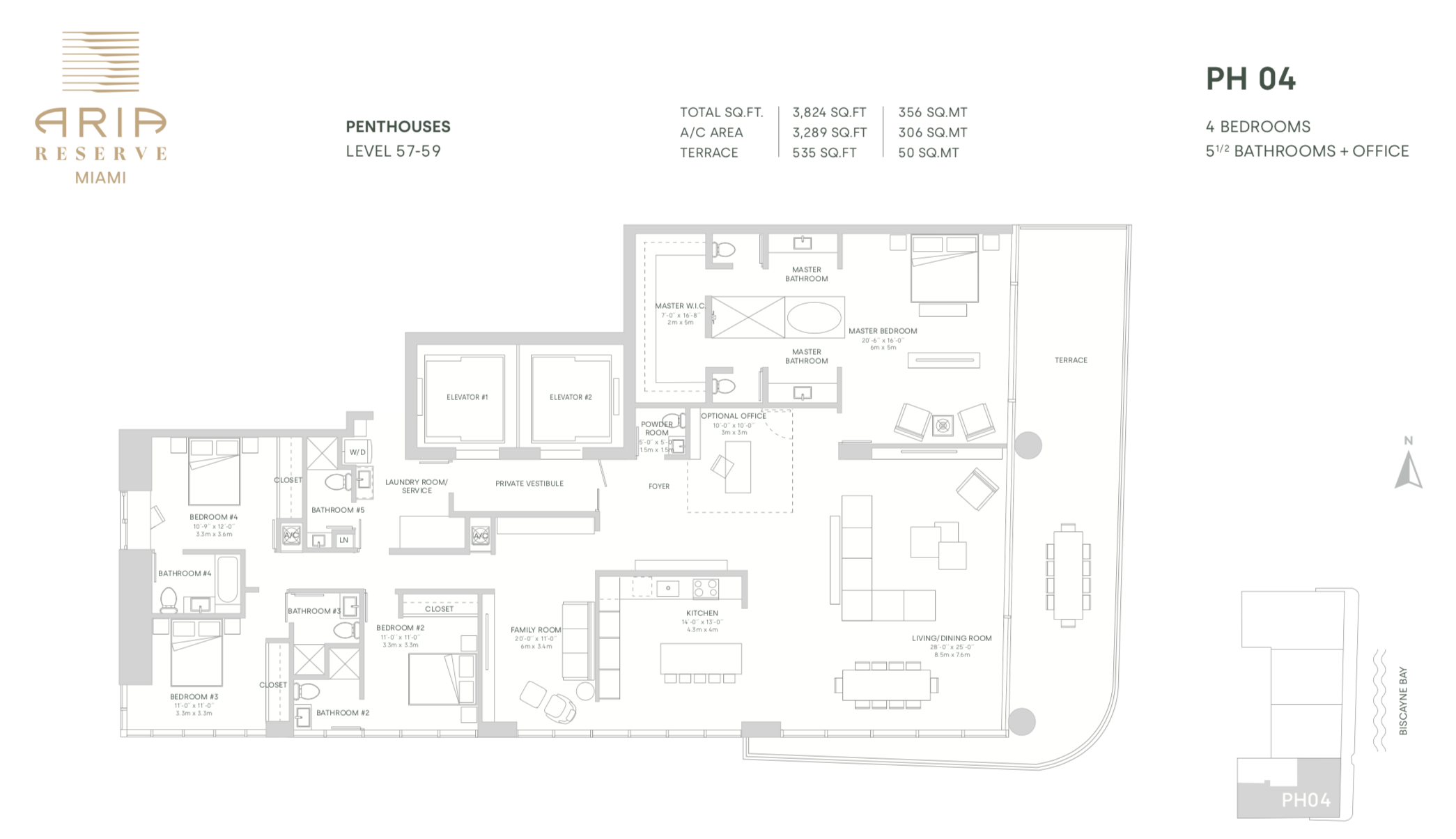 Aria Reserve Penthouse 4 | 4 bedrooms + Office | 5.5 Bathrooms
