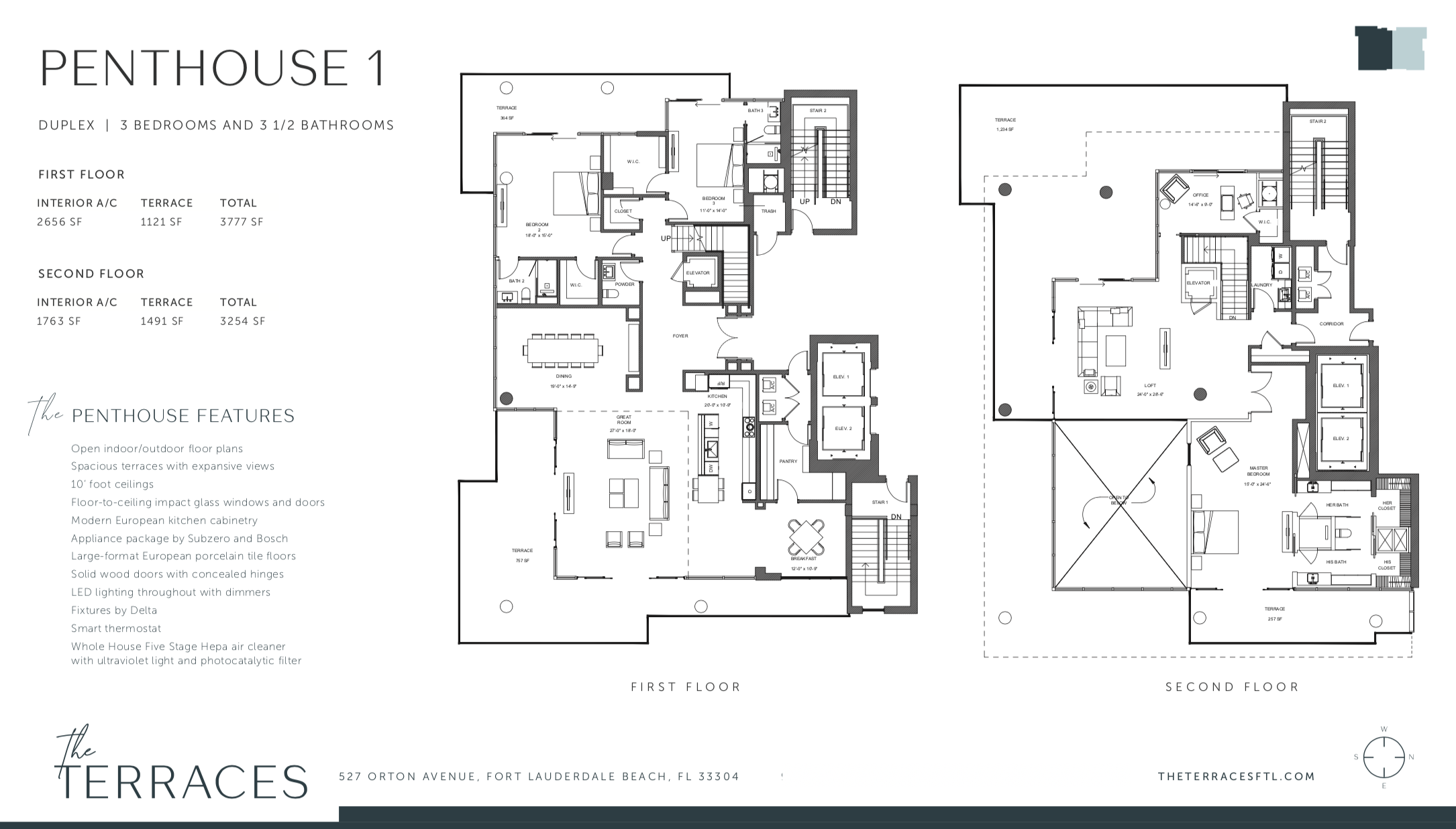 The Terraces  PH 1 Duplex | 3 Be / 3.5 Ba 