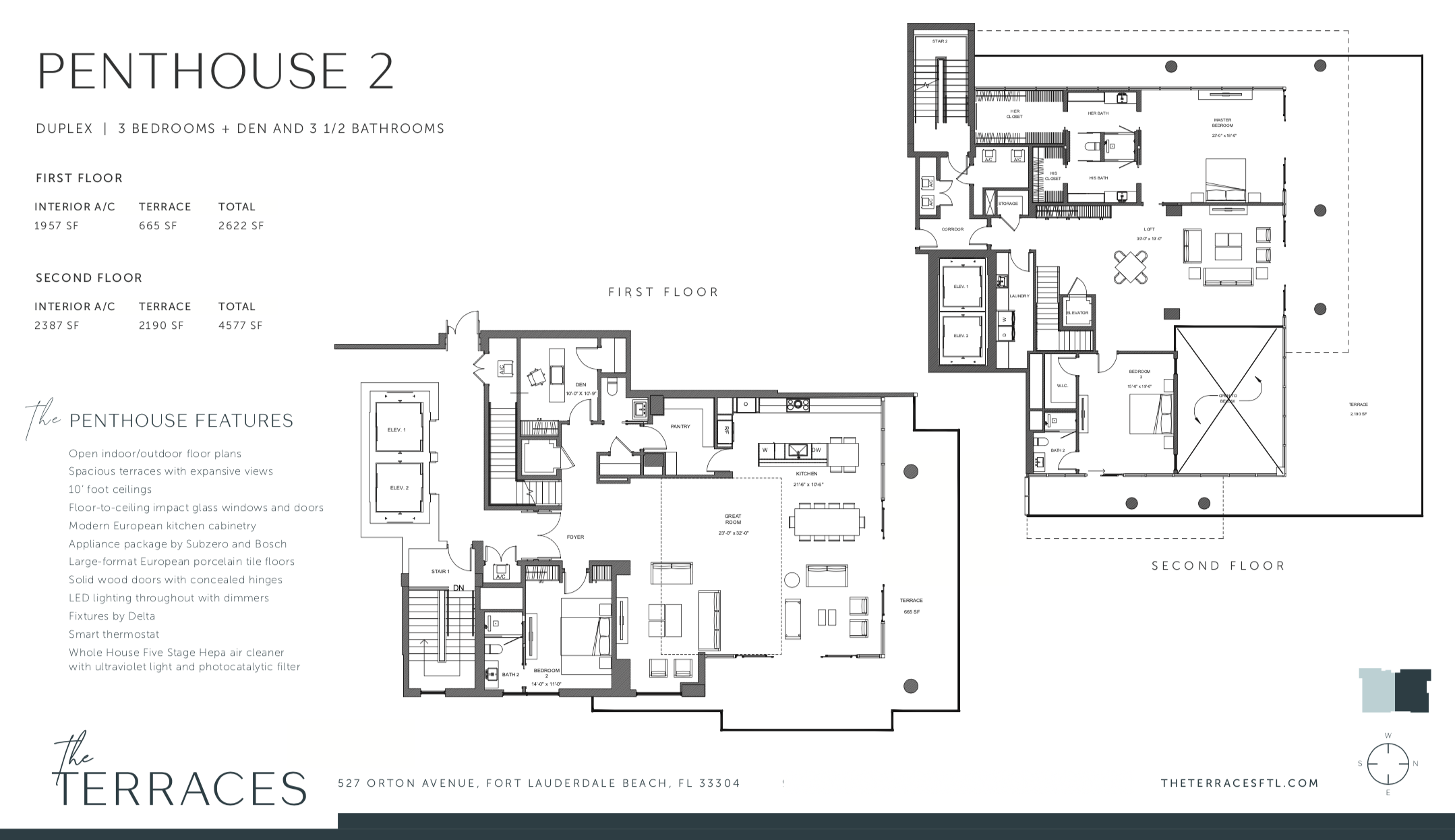 The Terraces  PH 2 Duplex | 3 Be + Den / 3.5 Ba 