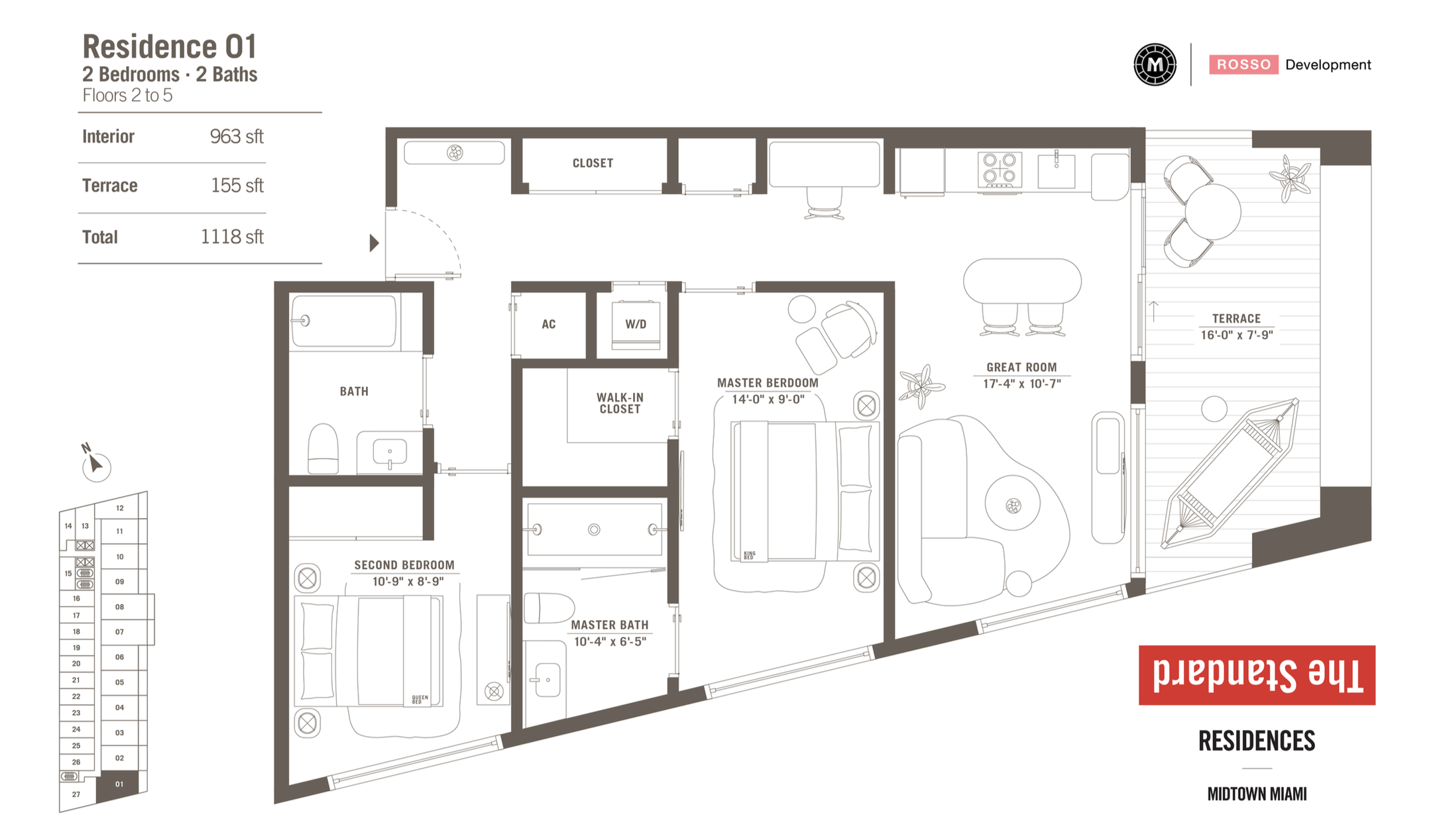 The Standard Residences | Residences 01 |  2 Be /2 Ba | 963 SF | Floor 2-5