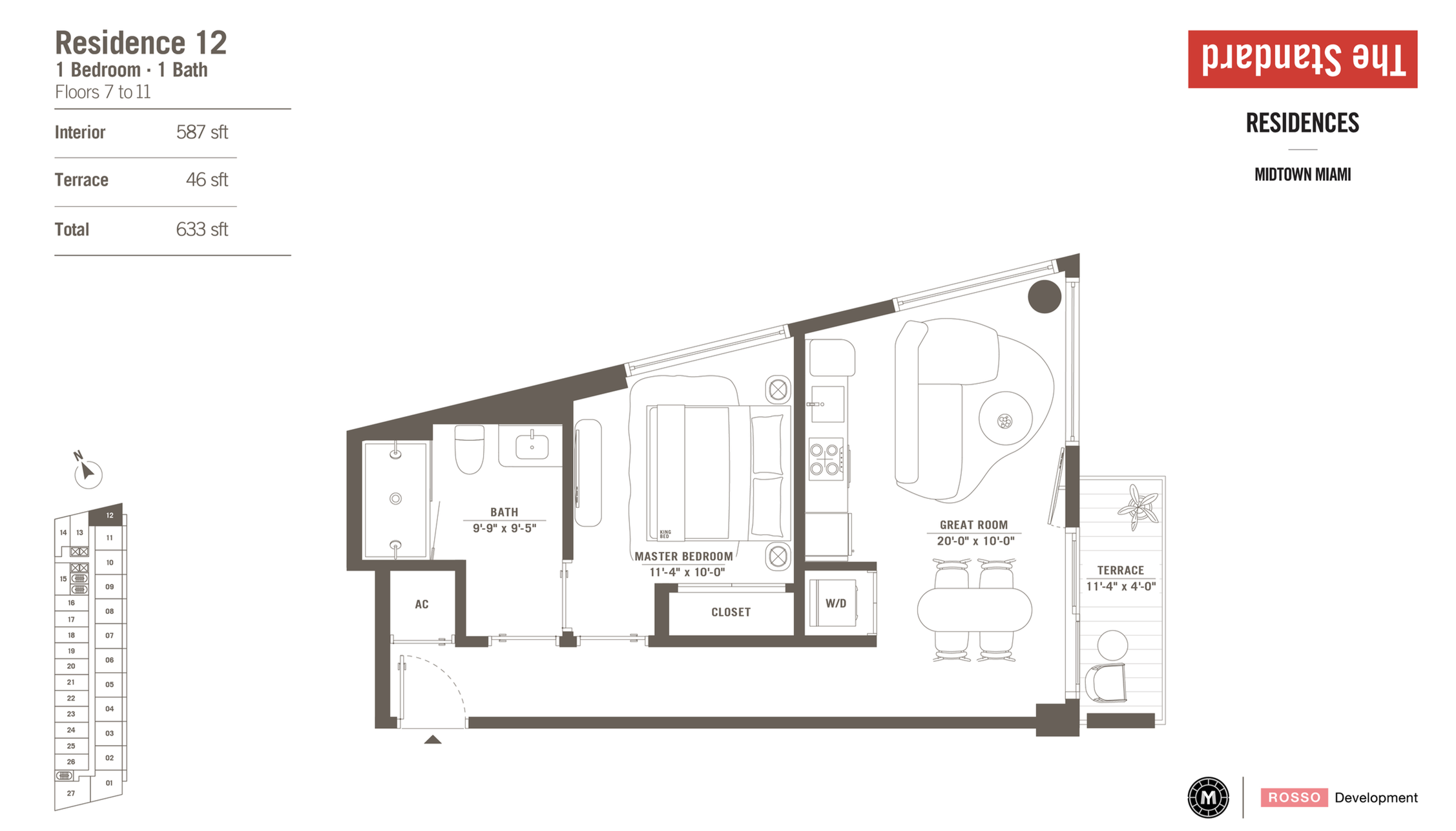 The Standard Residences | Residences 12 |  1 Be /1 Ba | 587 SF | Floor 7-11