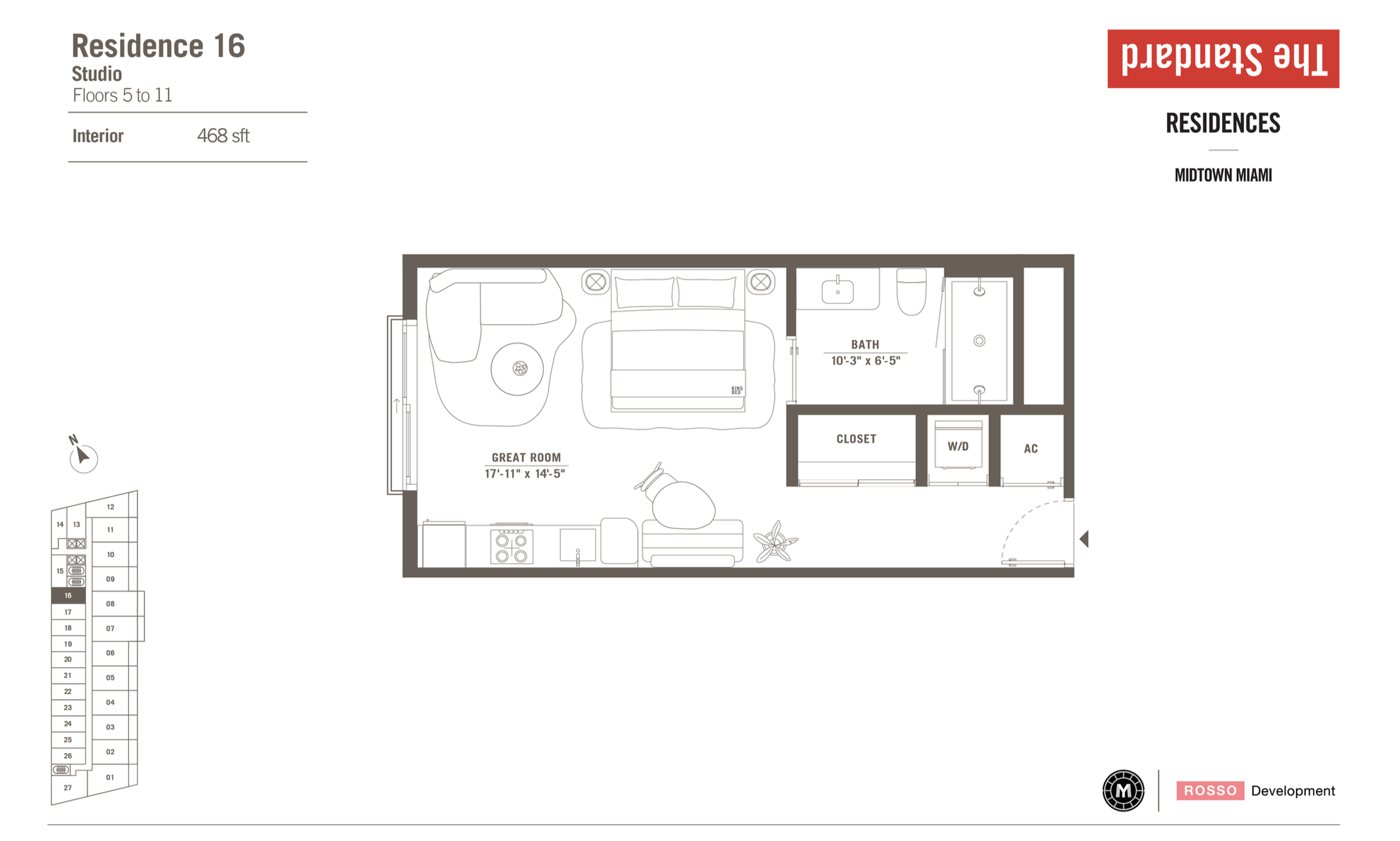 The Standard Residences | Residence 16 | Studio | 468 SF | Floor 5-11