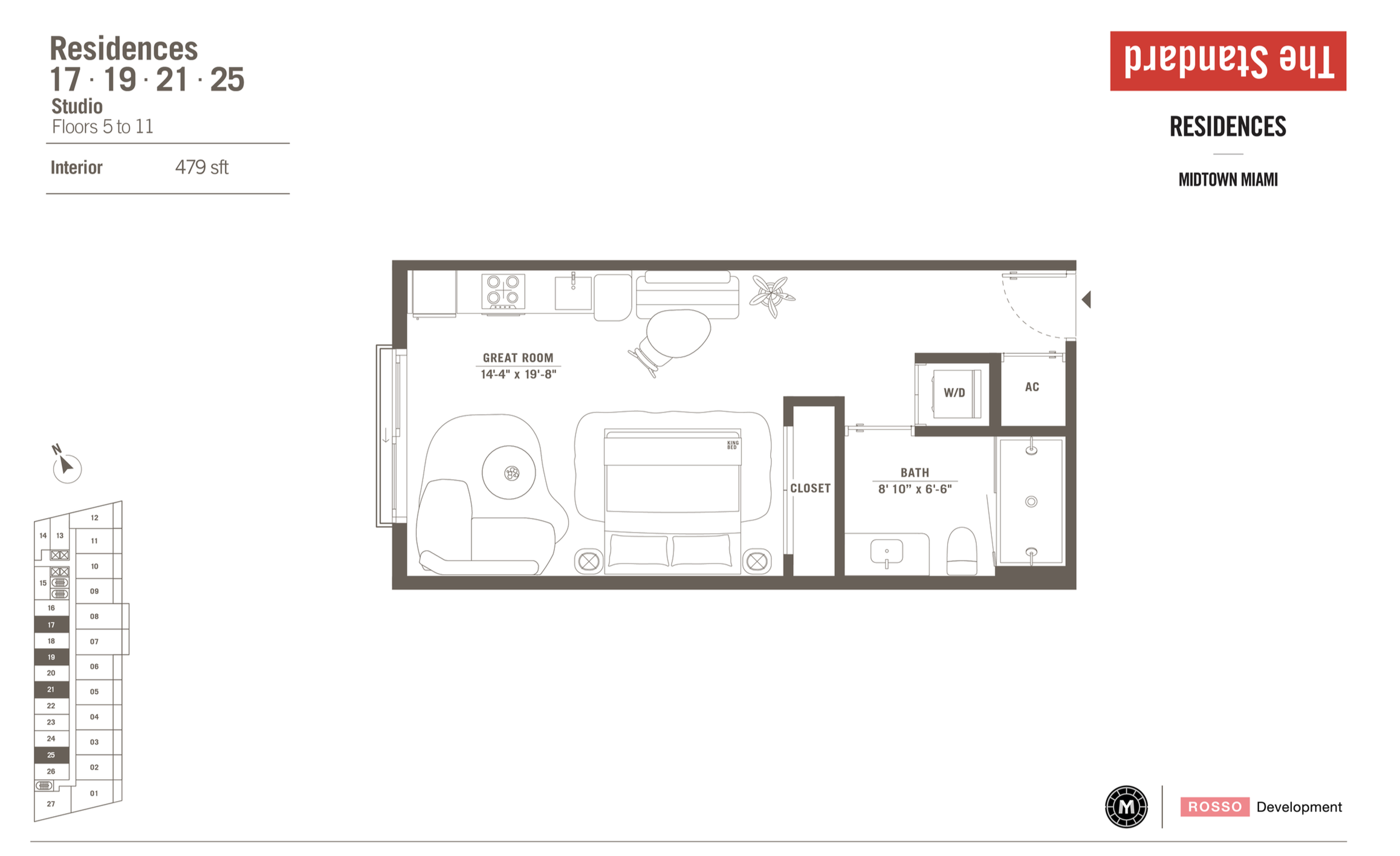The Standard Residences | Residence 17,19,21,25 | Studio | 479 SF | Floor 5-11