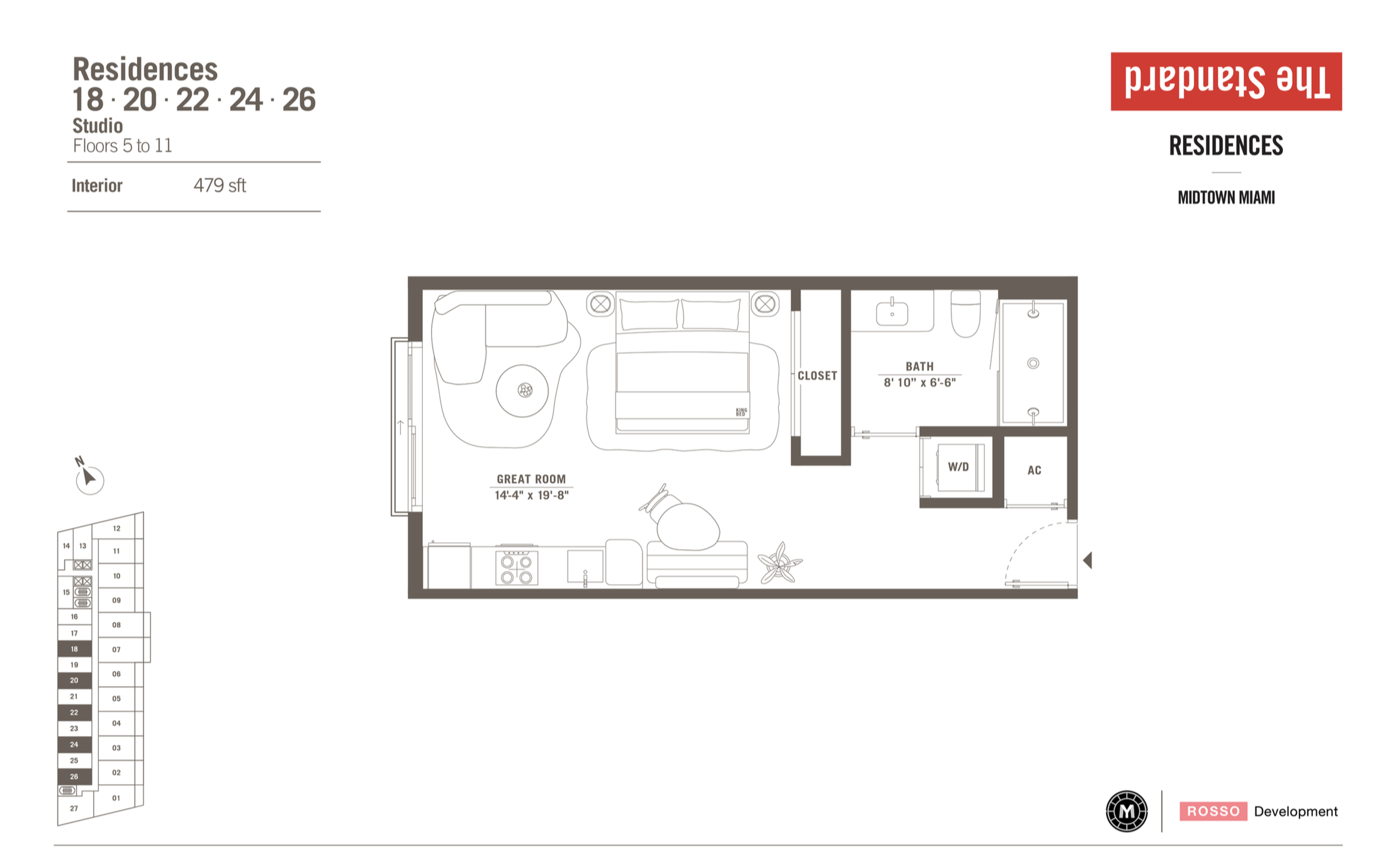The Standard Residences | Residence 18,20,22,24,26 | Studio | 479 SF | Floor 5-11