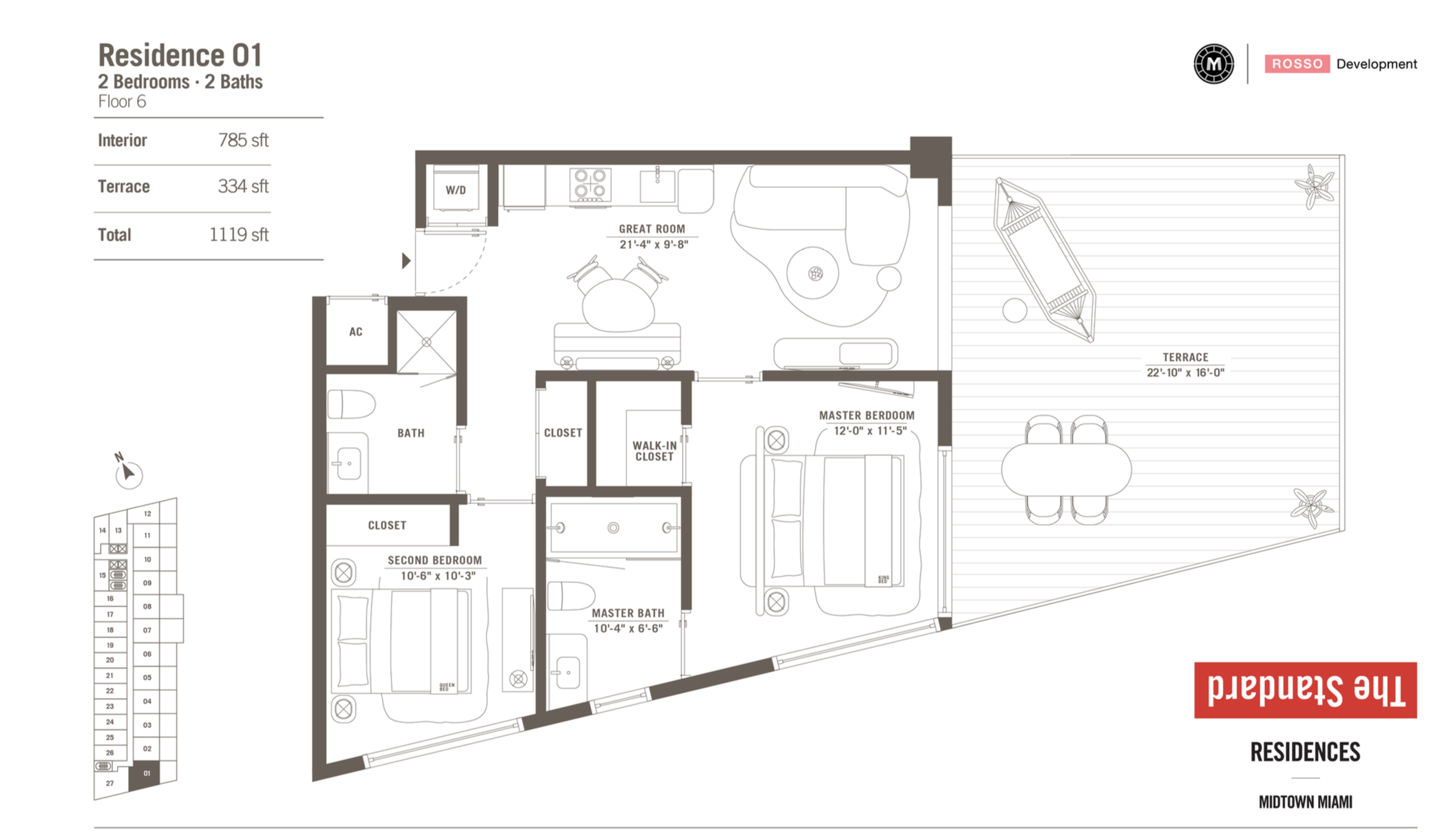 The Standard Residences | Residence 01 |  2 Be/2 Ba | 785 SF | Floor 6