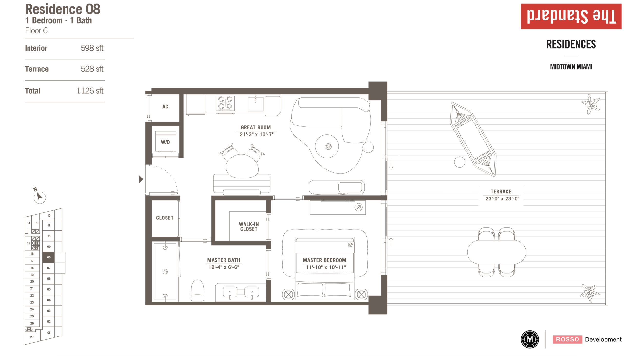 The Standard Residences | Residence 08 | 1 be/1ba | 598 SF | Floor 6