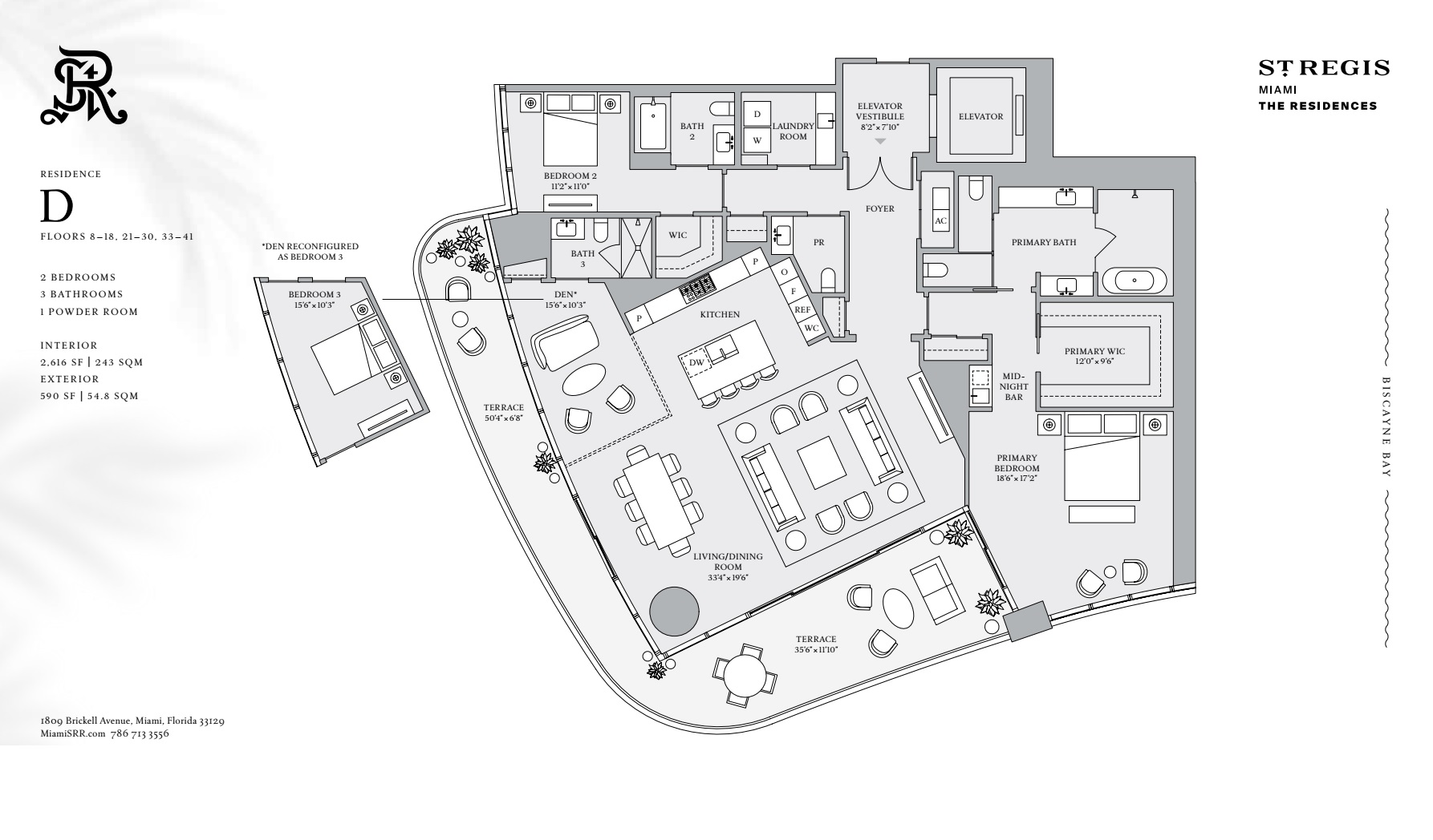 St. Regis Miami Residence D (Floors 8-18, 21-30, 33-41 )