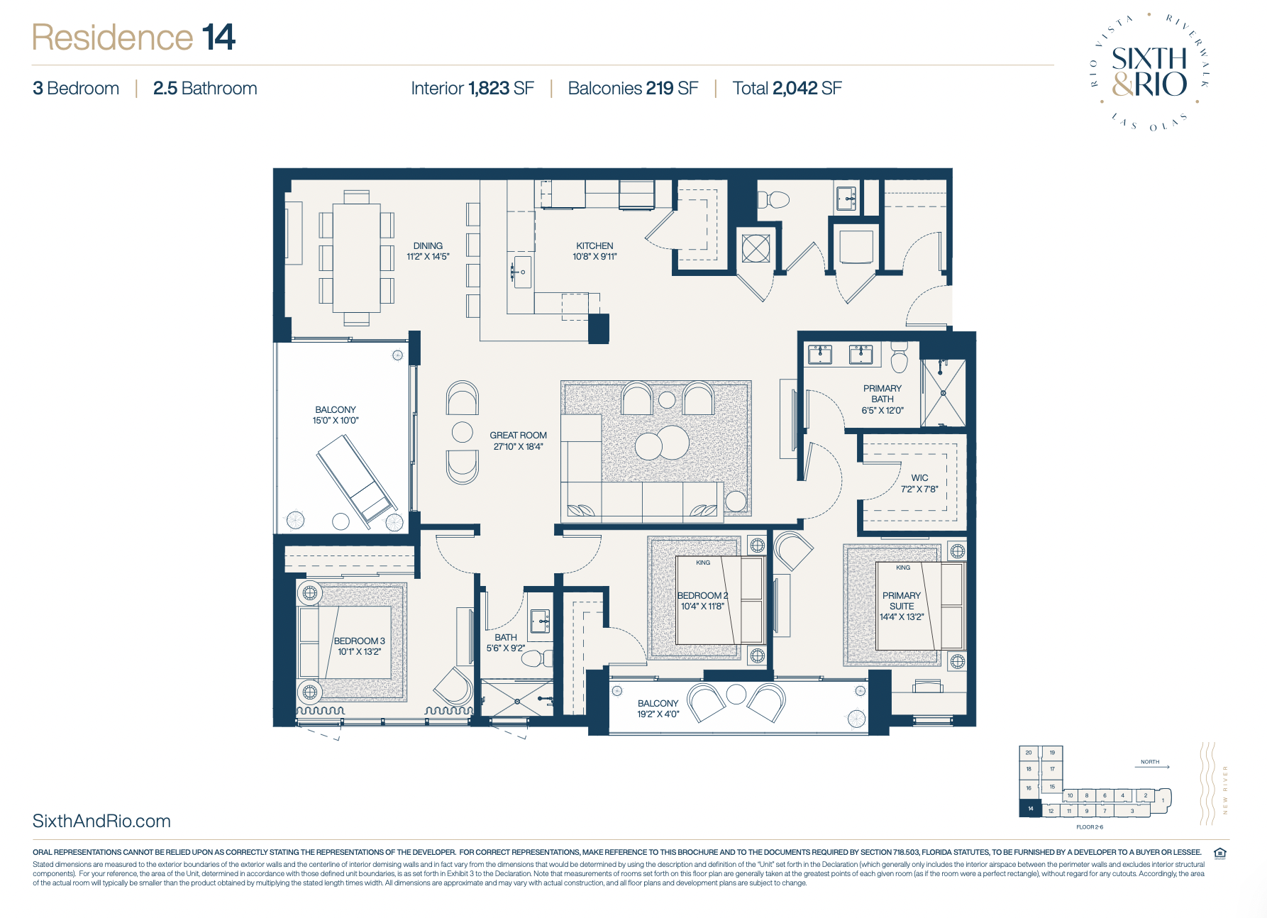 Residence 14 | 3 Be | 2.5 Ba | 1,823 SF