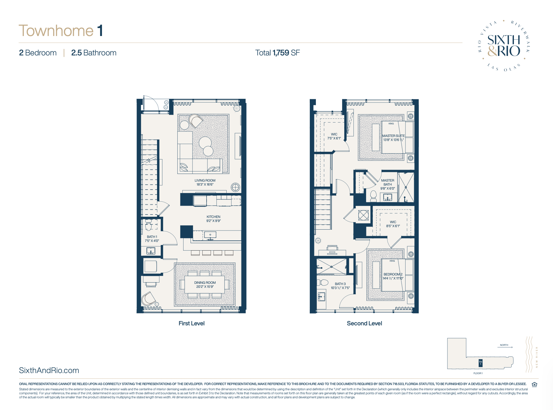 Townhome 1 | 2 Be | 2.5 Ba | 1,759 SF