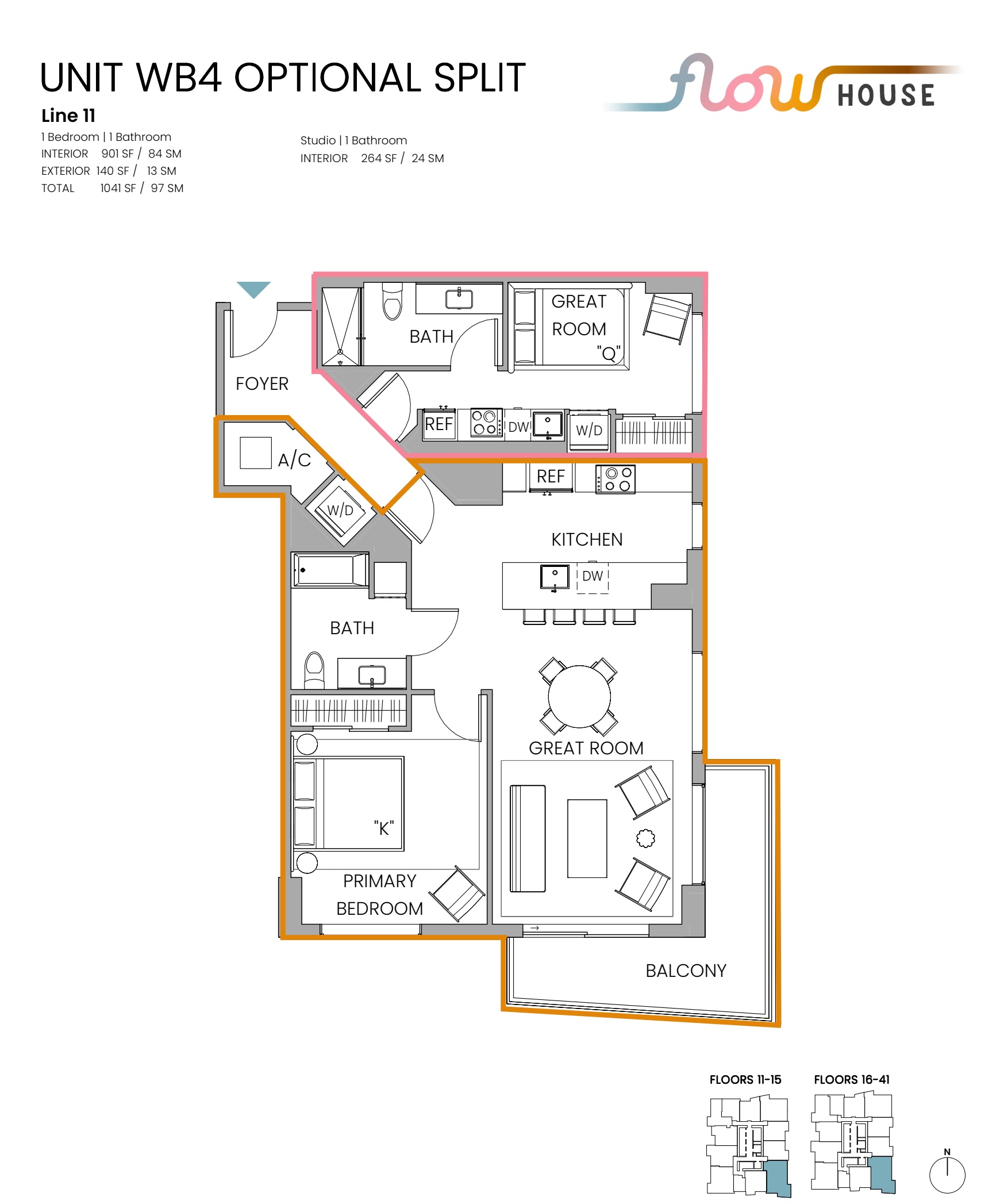 FLOW_Unit WB4 OPTIONAL SPLIT_Line 11_ Studio or 1 BD