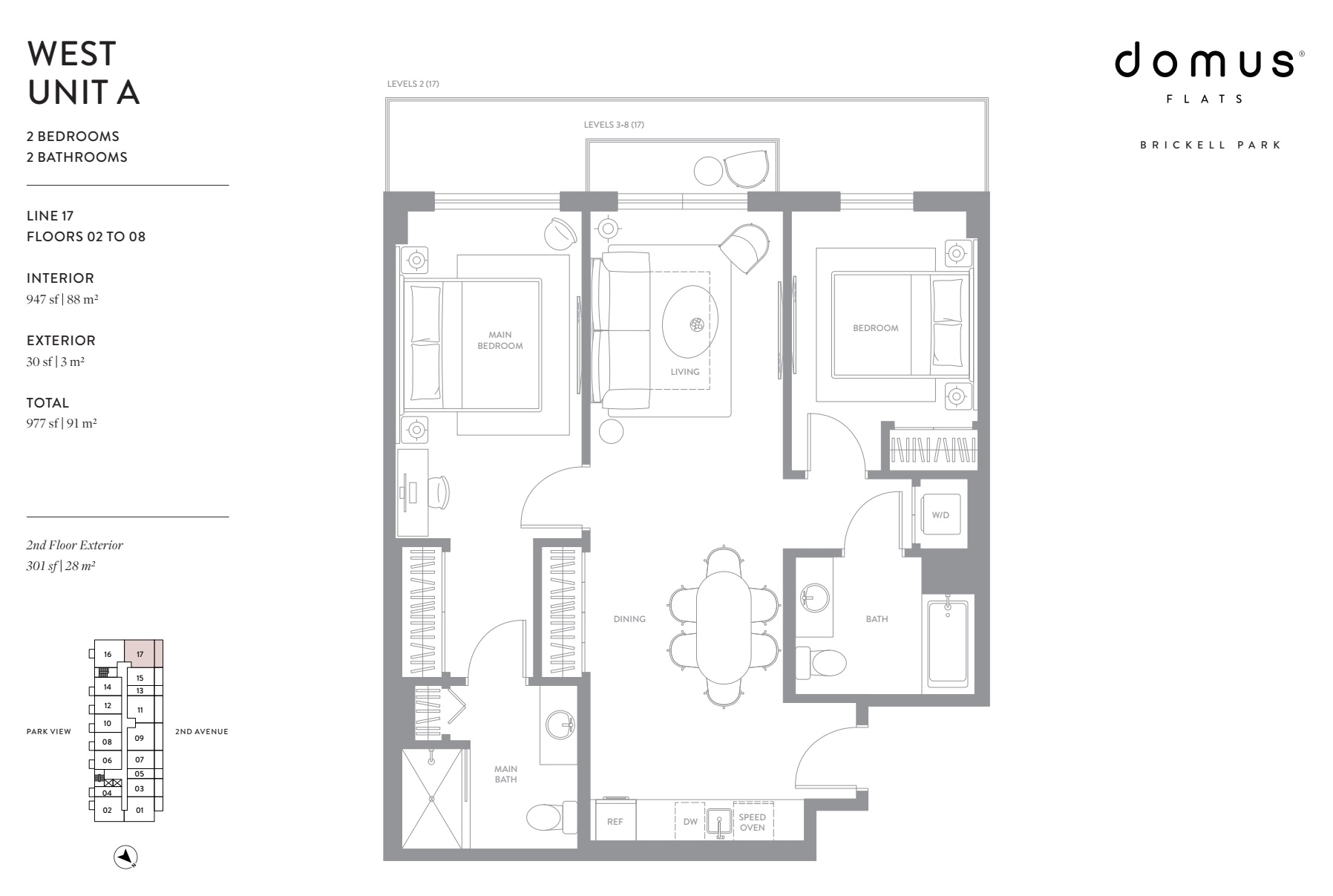 Unit A West Line 17 Floors 2-8 2-2 Domus