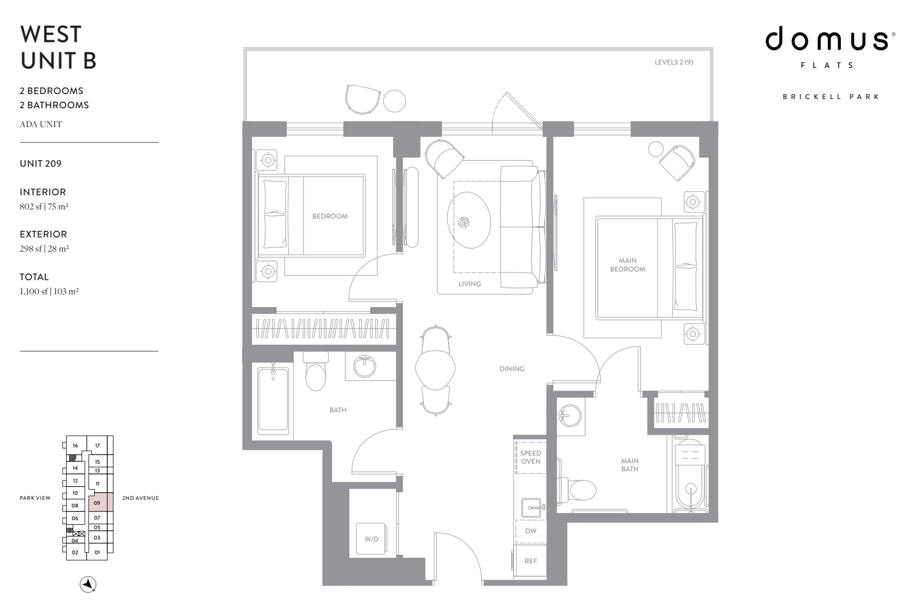 Unit B West ADA 2-2 N209 Domus