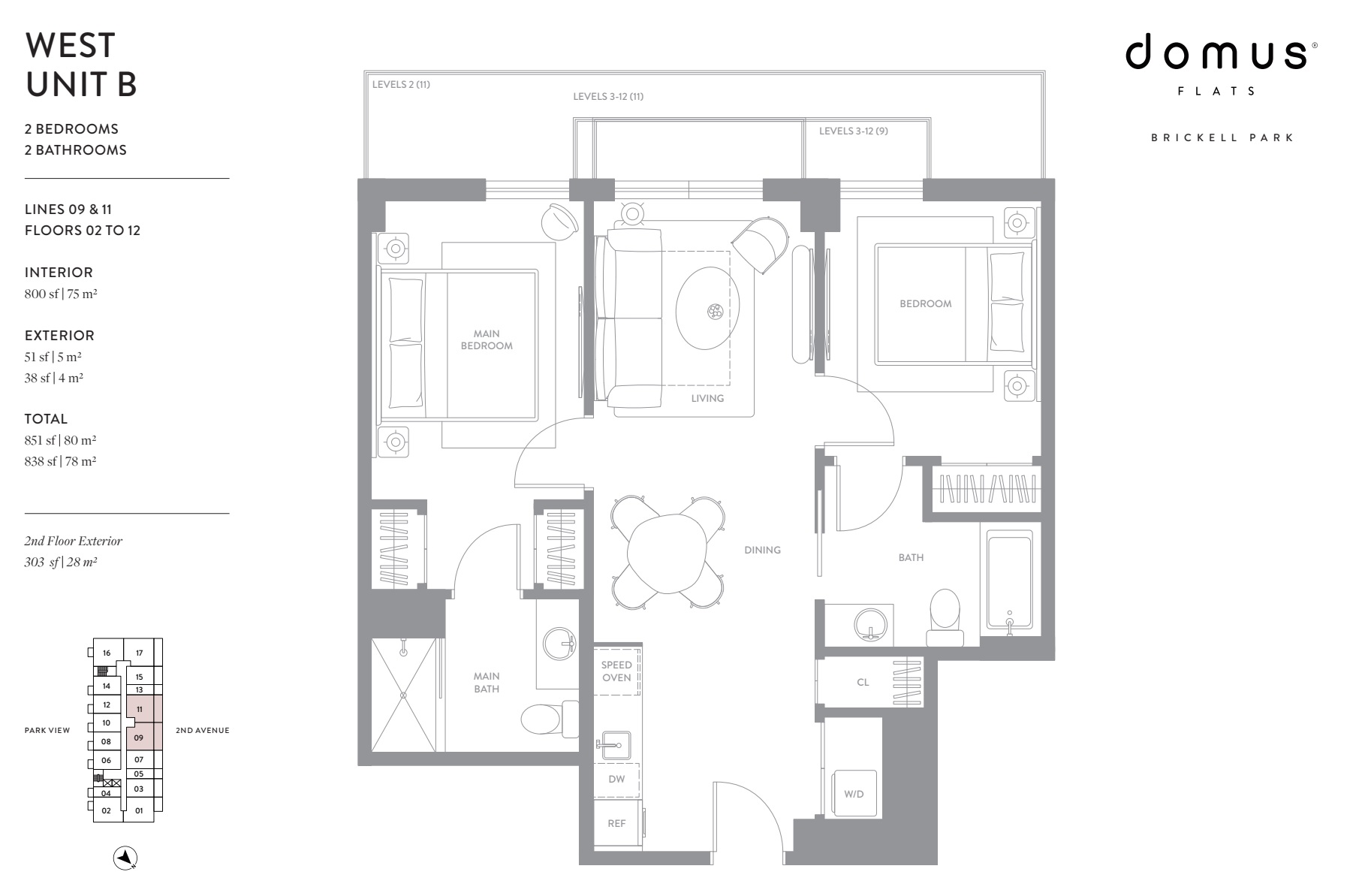 Unit B West Floors Lines 9 & 11 2-12 2-2Domus