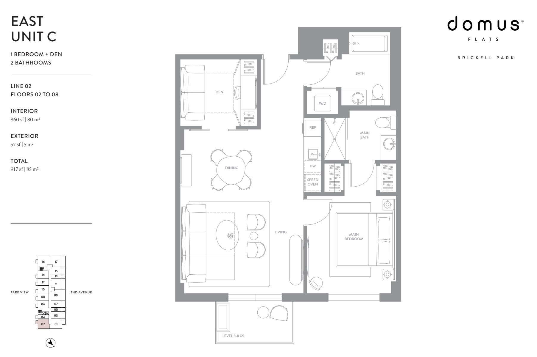 Unit C East Line 2 Floors 2-8 1-D-2 Domus