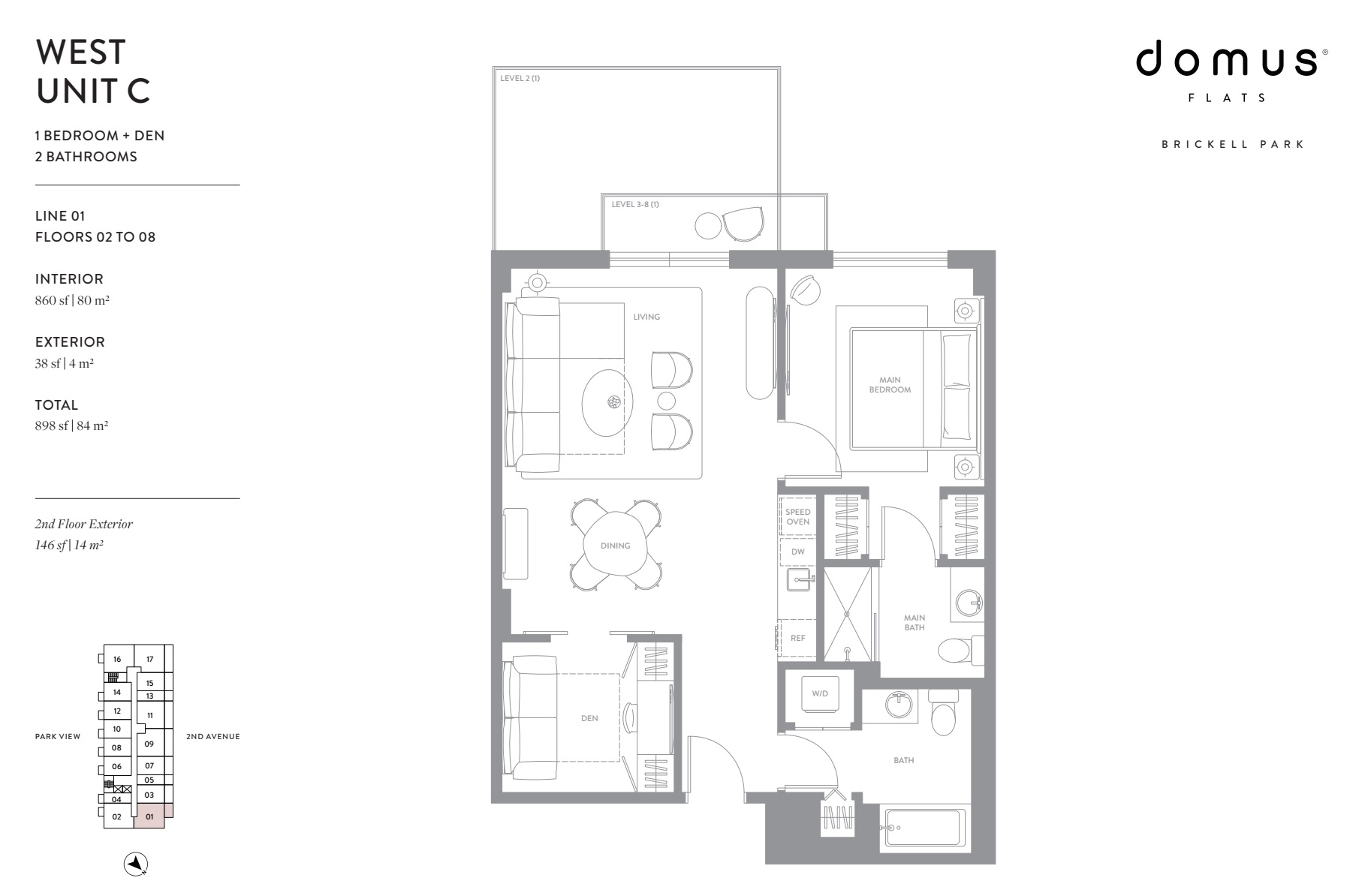 Unit C West Line 1 Floors 2-10 1-D-2 Domus