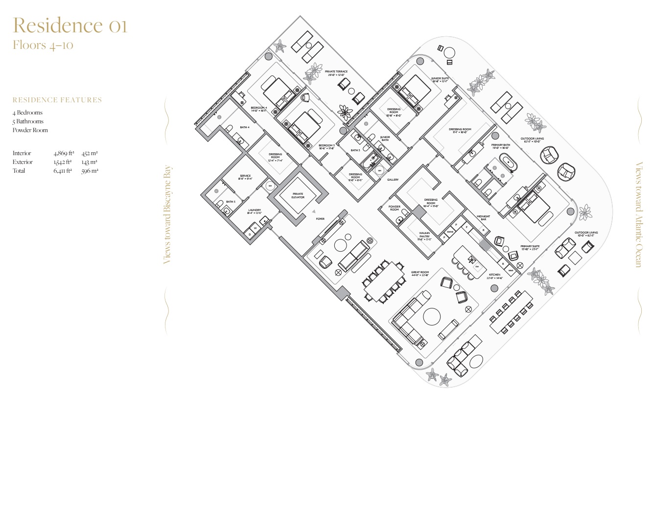 Residence 01_Floors 4-10_4 bed 5 bath
