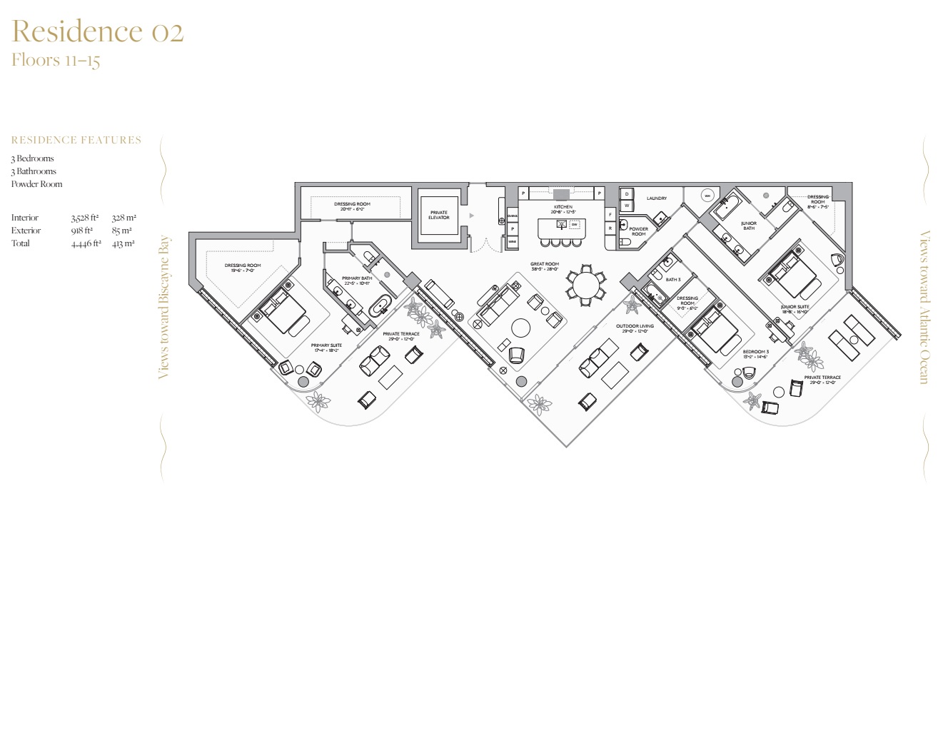 Residence 02_Floors 11-15_3 bed 3 bath