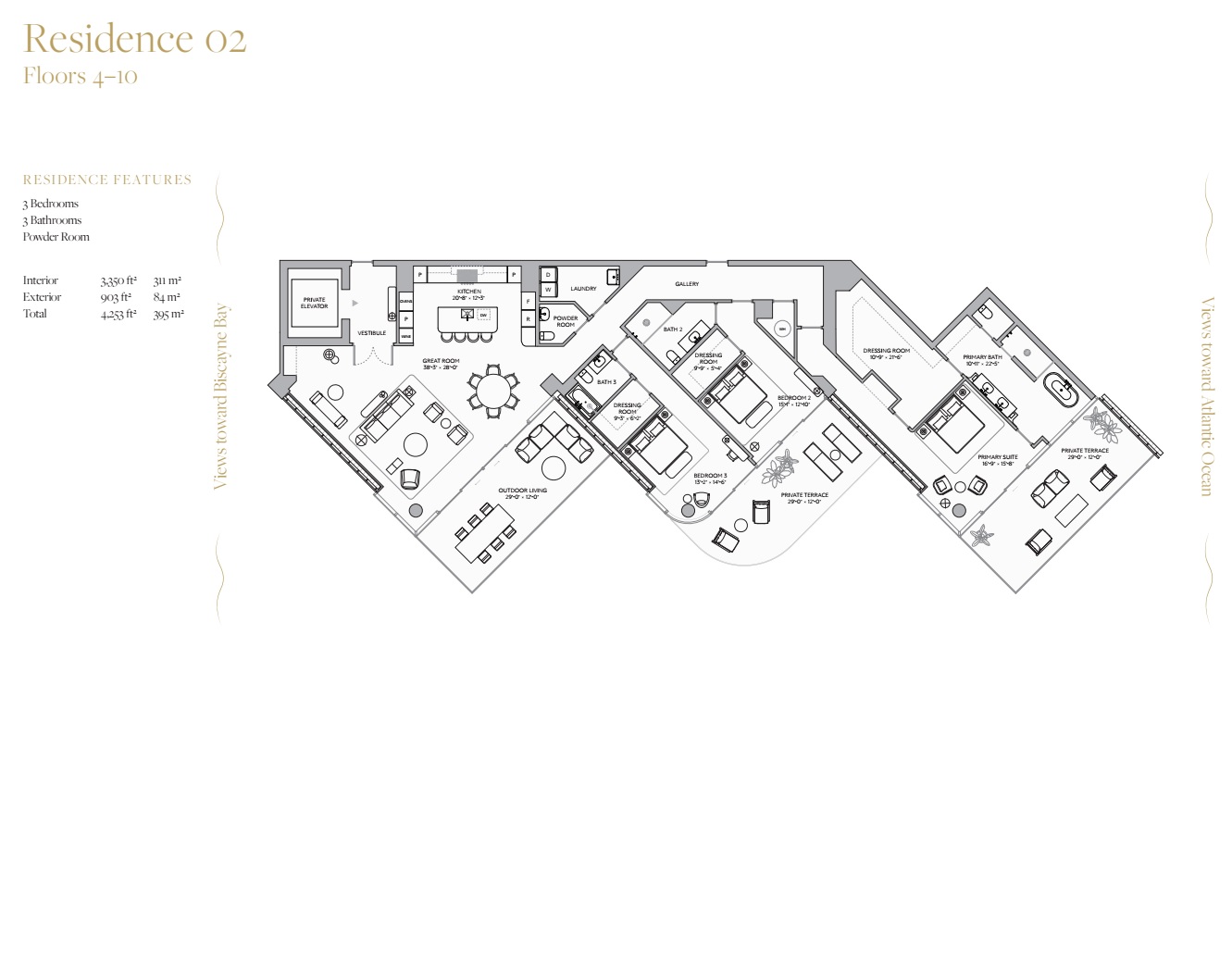Residence 02_Floors 4-10_3 bed 3 bath