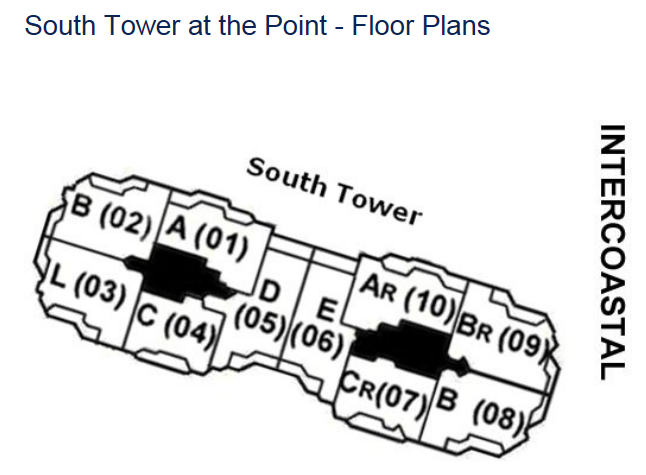 North & South Tower Point Aventura Key Plan