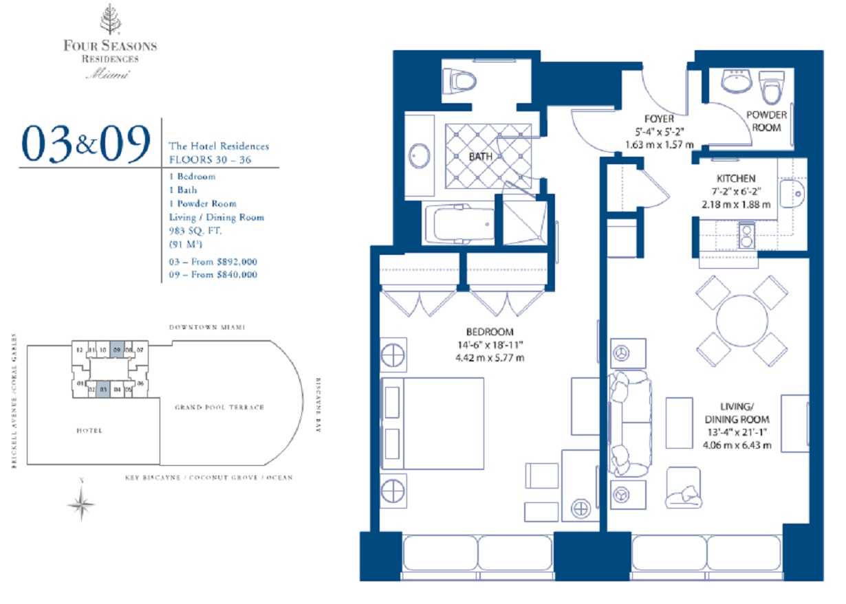 Four Seasons Condo Hotel Residences 03&09 Floors 30-36
