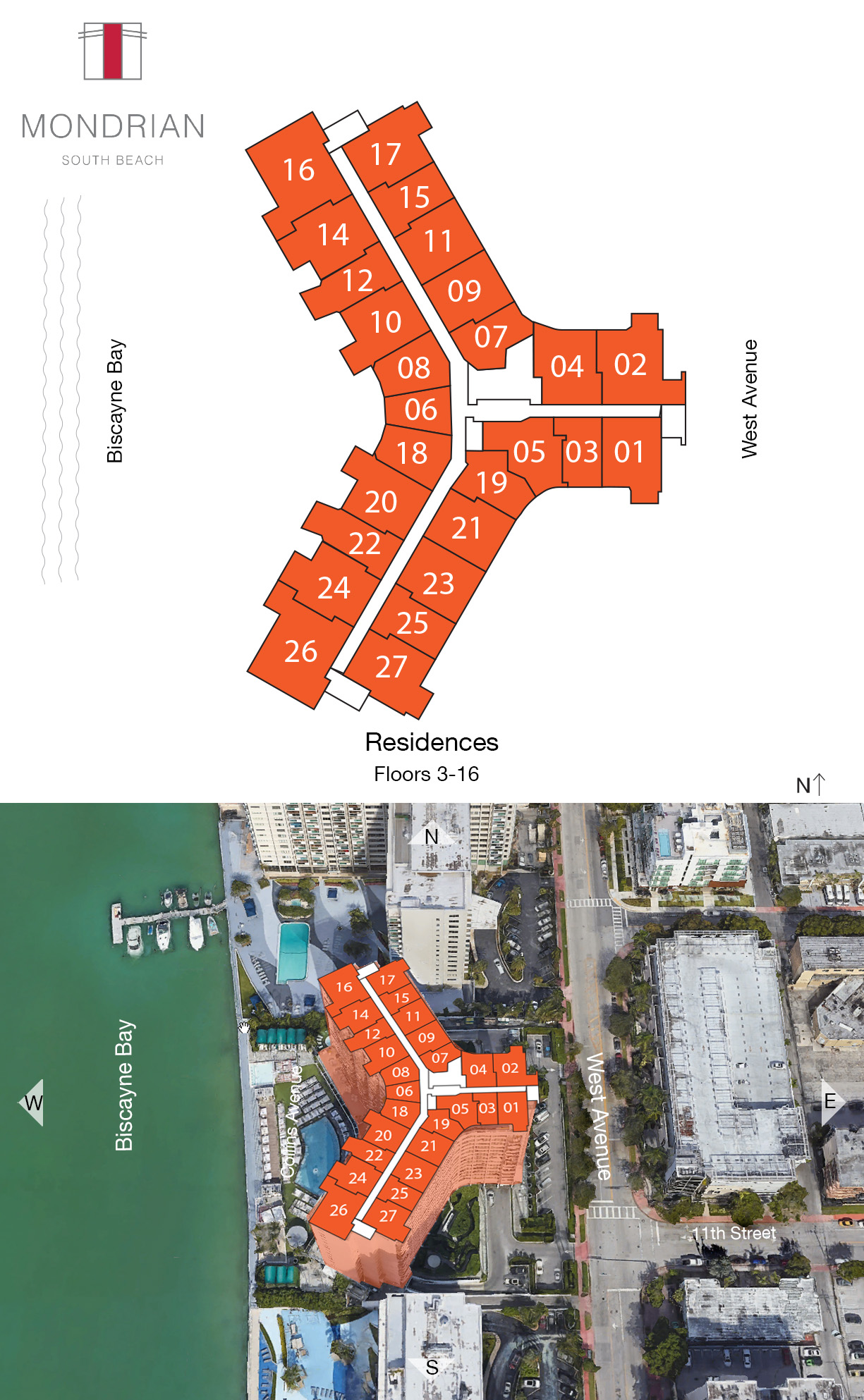 Mondrian South Beach Key Plan
