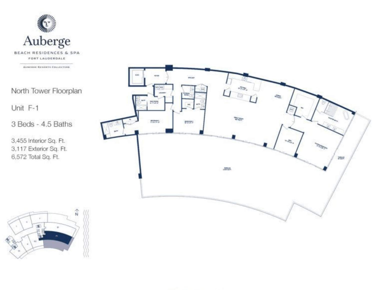 Auberge Beach Residences North Tower F1 | 3 Beds - 4.5 baths