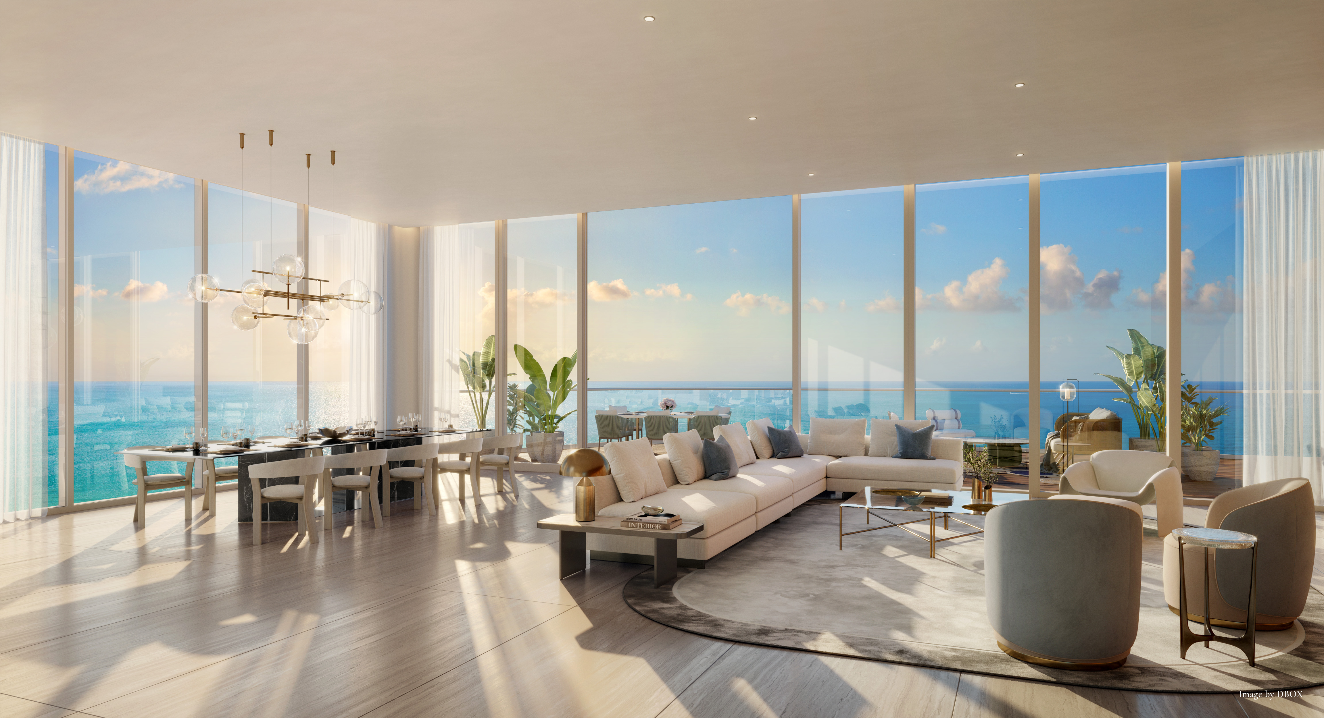 Living room interior showcasing Sunny Isles oceanfront luxury
