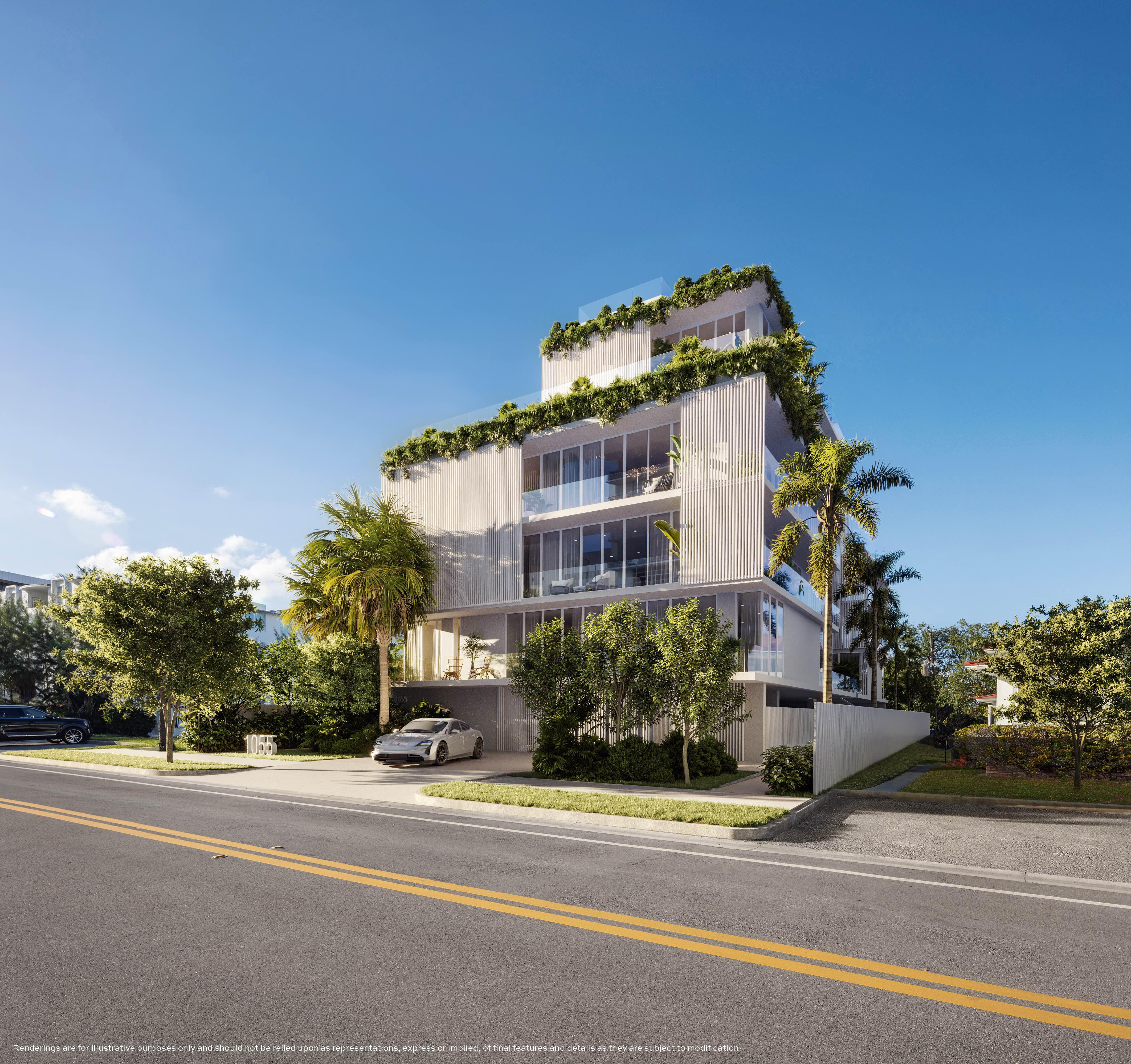 The modern architectural exterior of Solina Bay Harbor boutique condos
