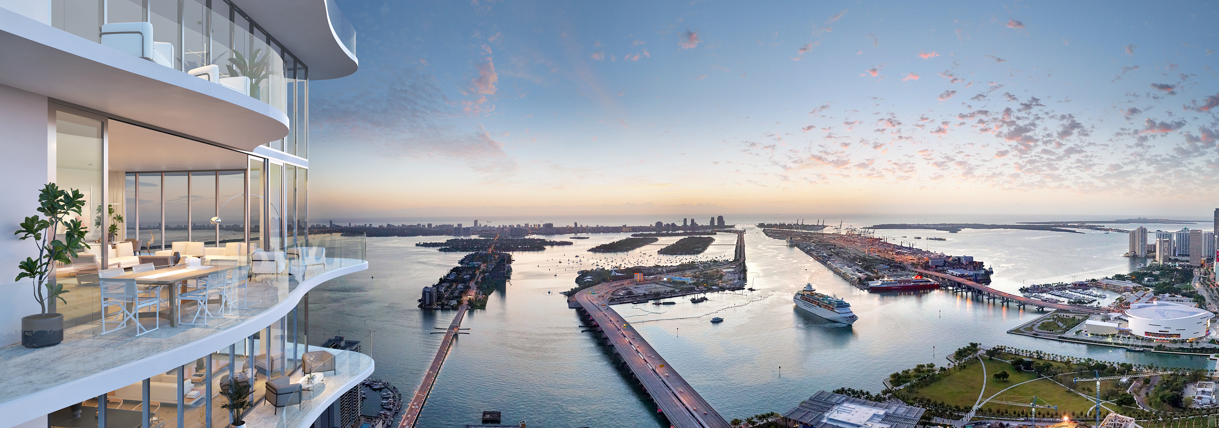 Architectural rendering of the 56-story tower at Casa Bella Residences Miami.