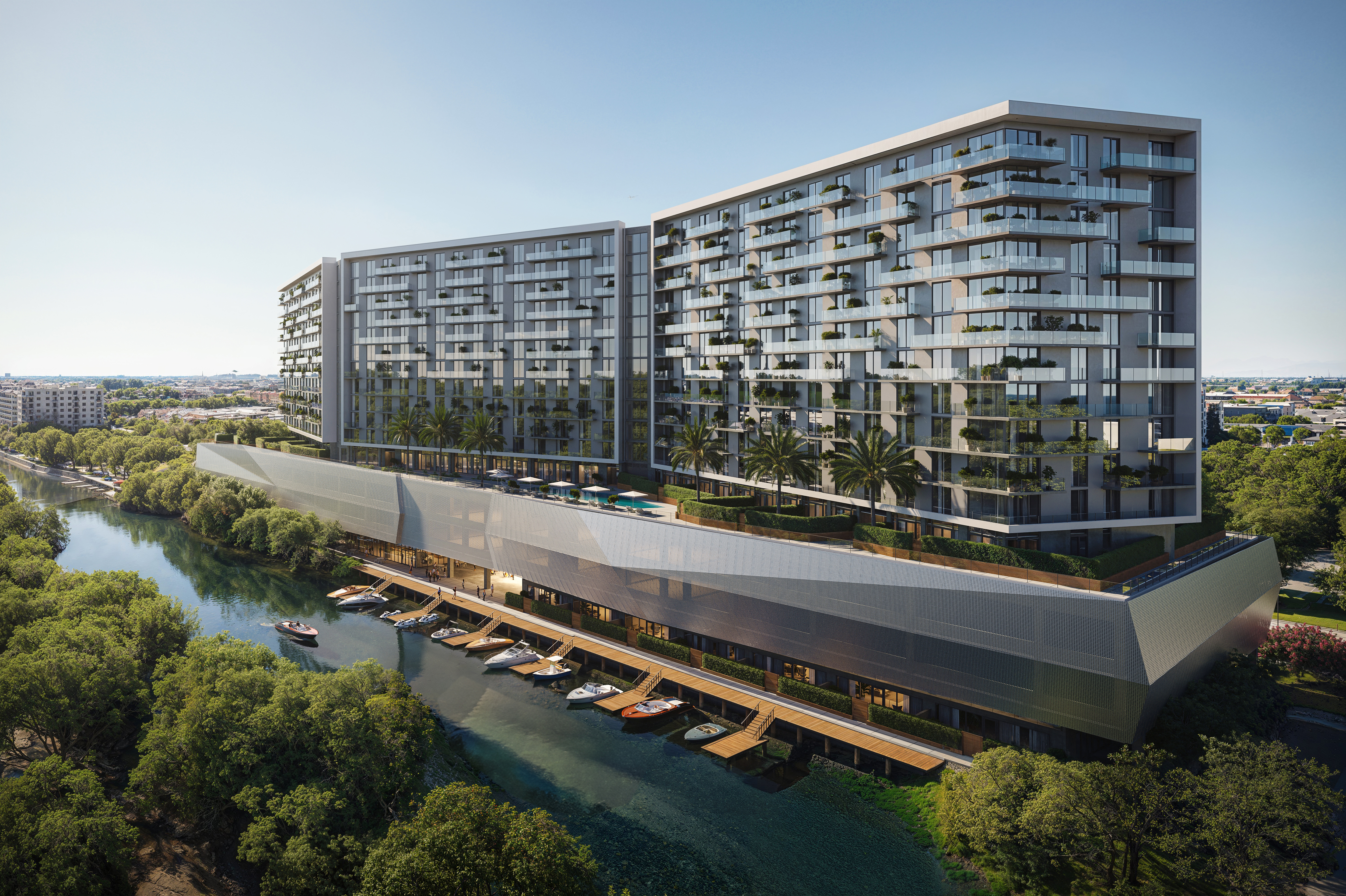 Architectural rendering of the 17-story Aileron Dania Beach waterfront tower