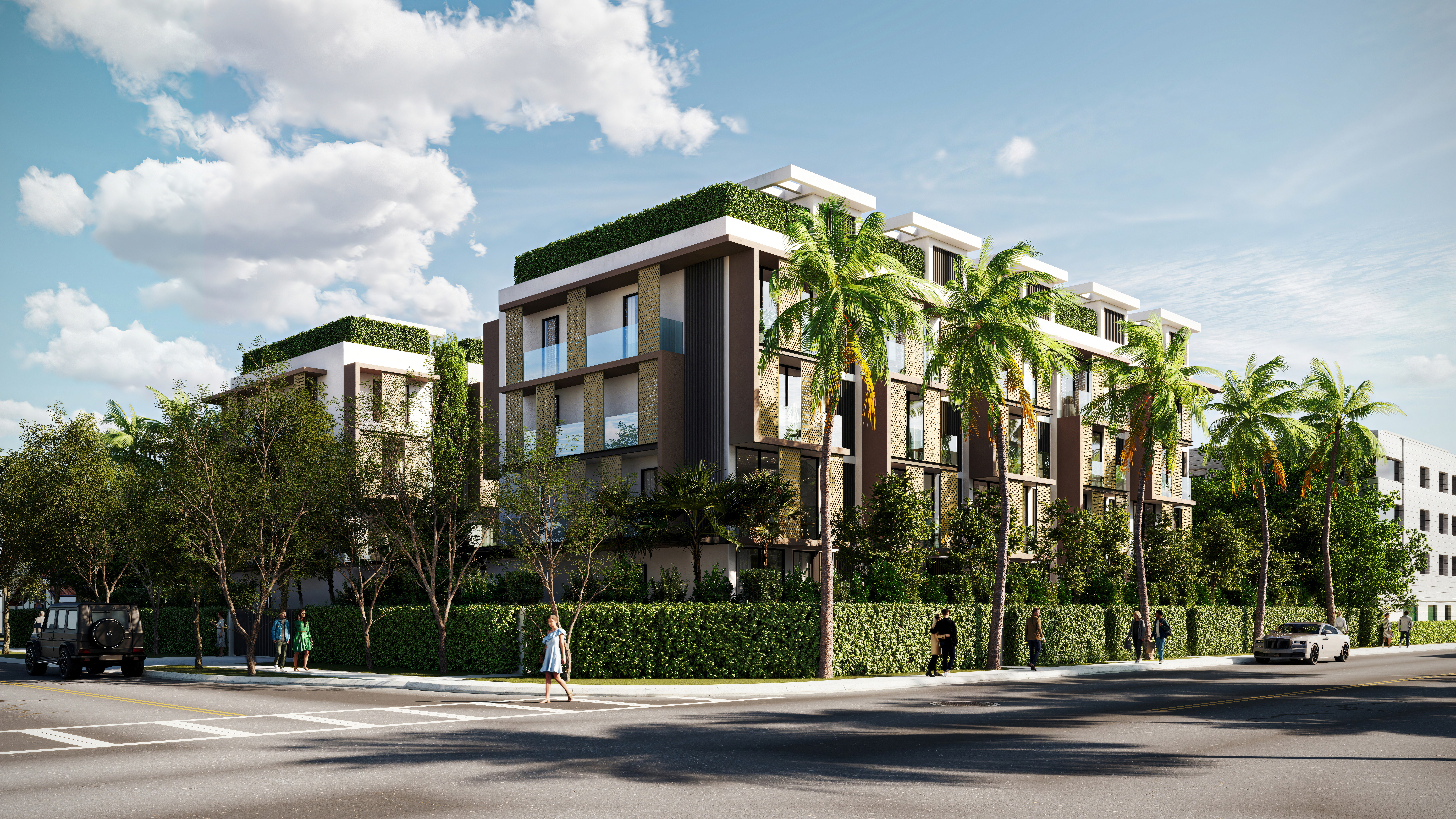 Architectural rendering of the Villa17 Miami Beach Luxury Townhomes exterior designed by Kobi Karp