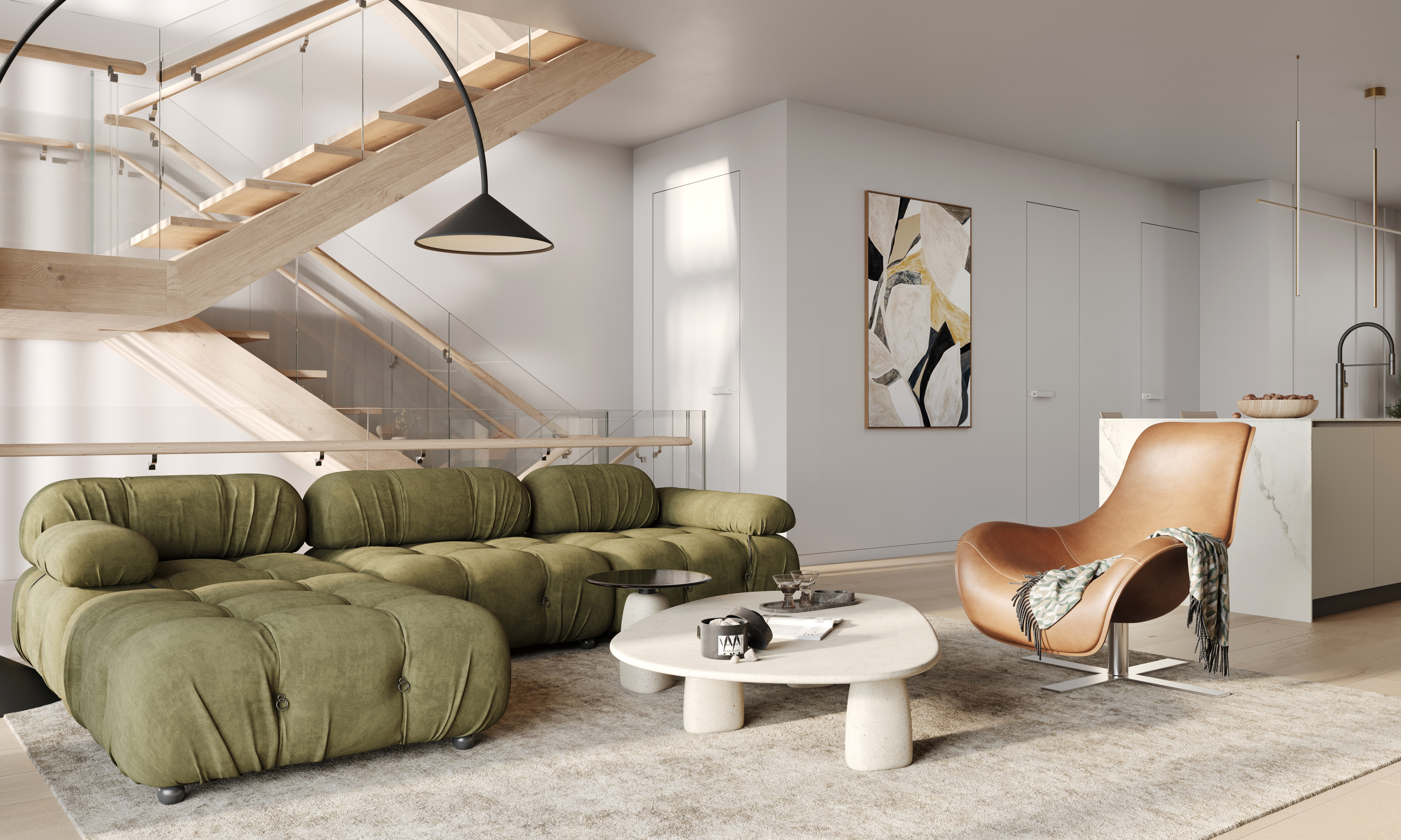 Luxury interior of Villa17 Miami Beach Luxury Townhomes featuring a high-end Molteni&C kitchen and Miele appliances.